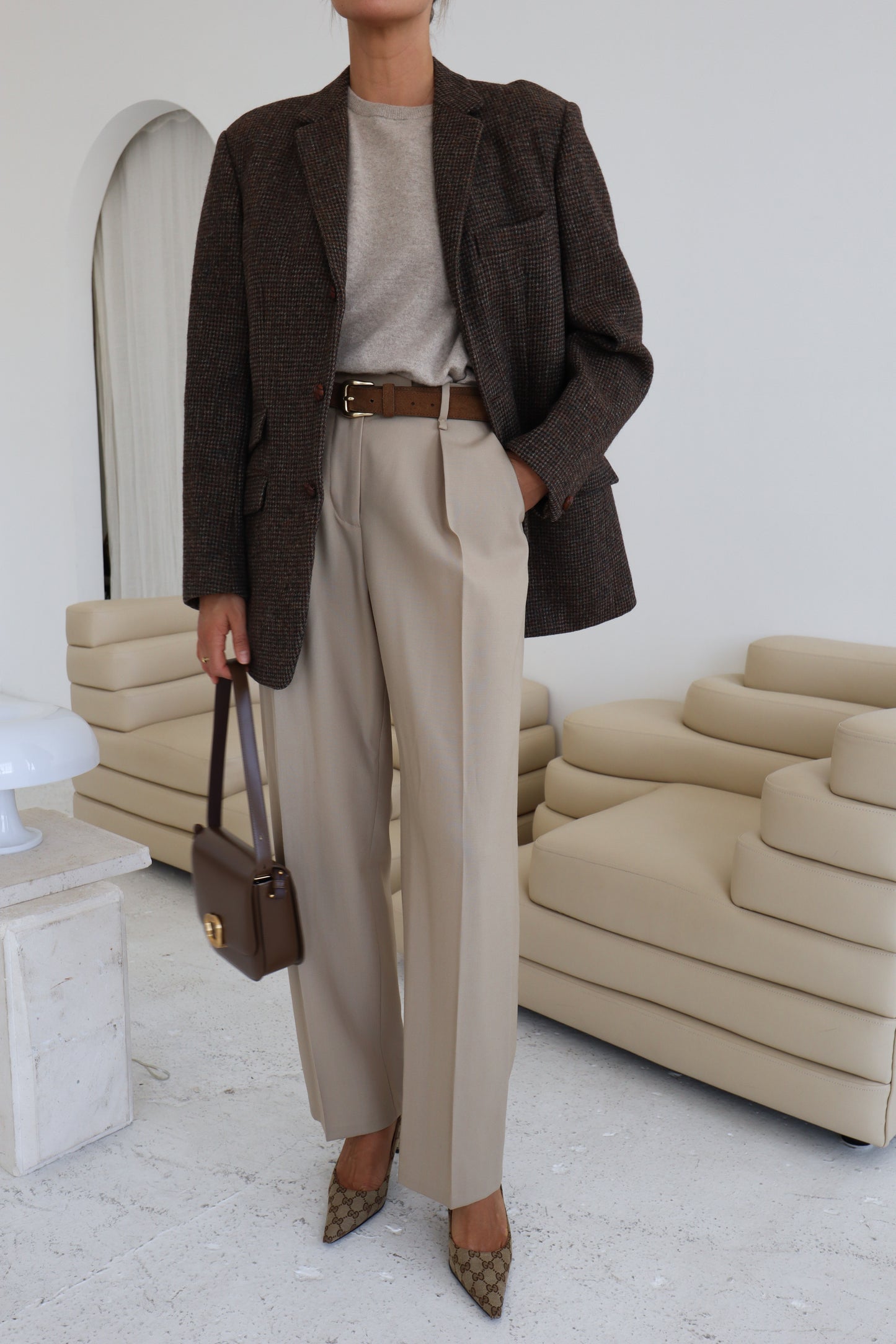 Vintage Brown Wool Oversized Blazer