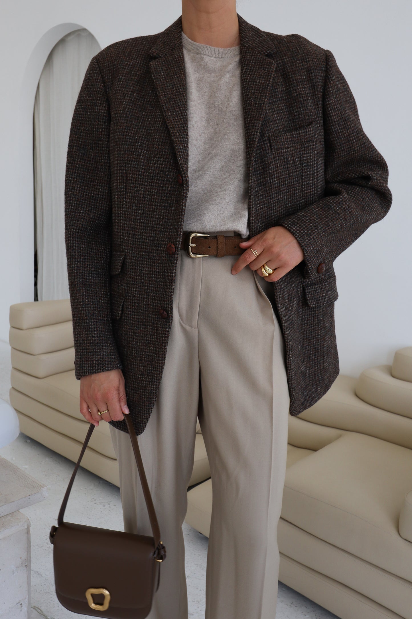 Vintage Brown Wool Oversized Blazer
