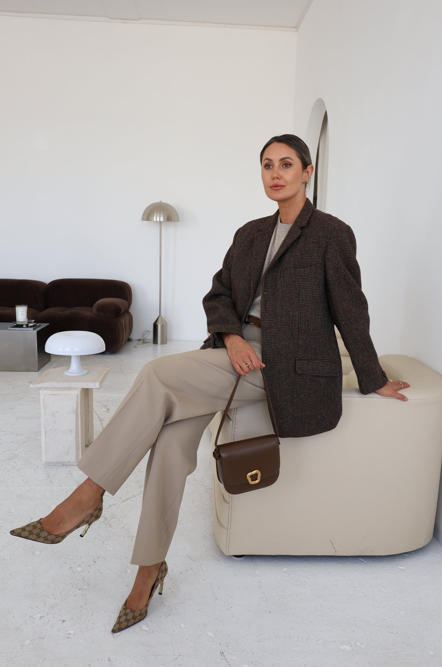 Vintage Brown Wool Oversized Blazer