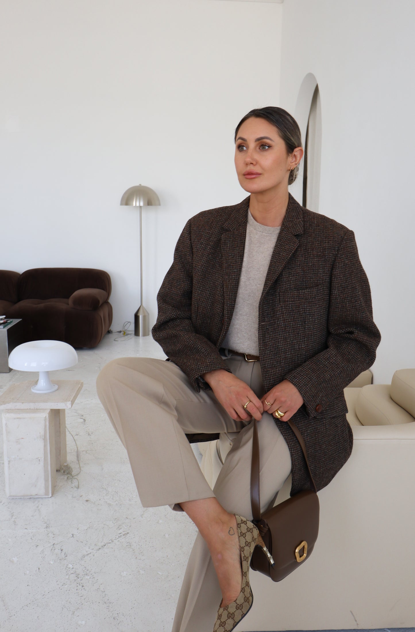 Vintage Brown Wool Oversized Blazer