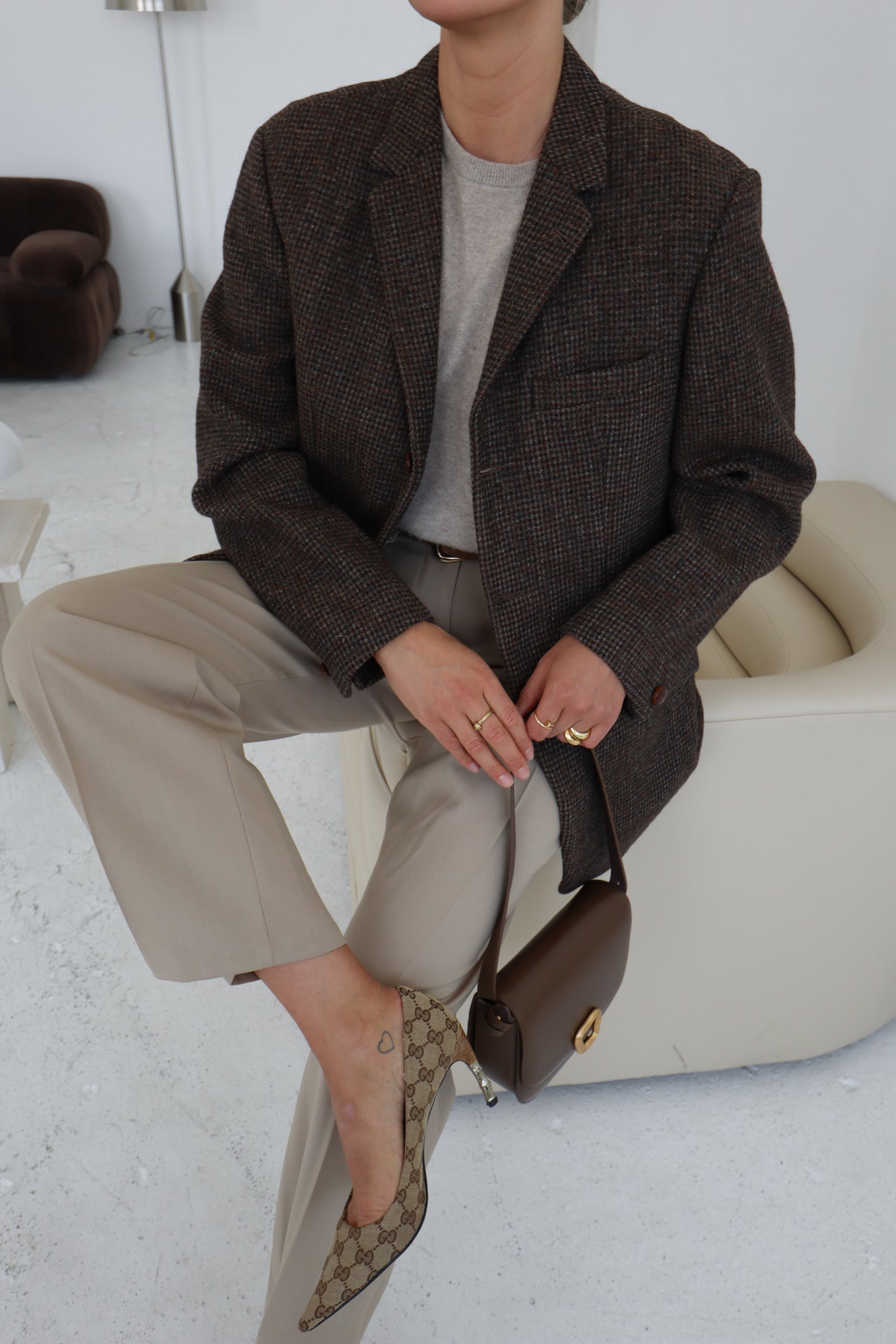 Vintage Brown Wool Oversized Blazer