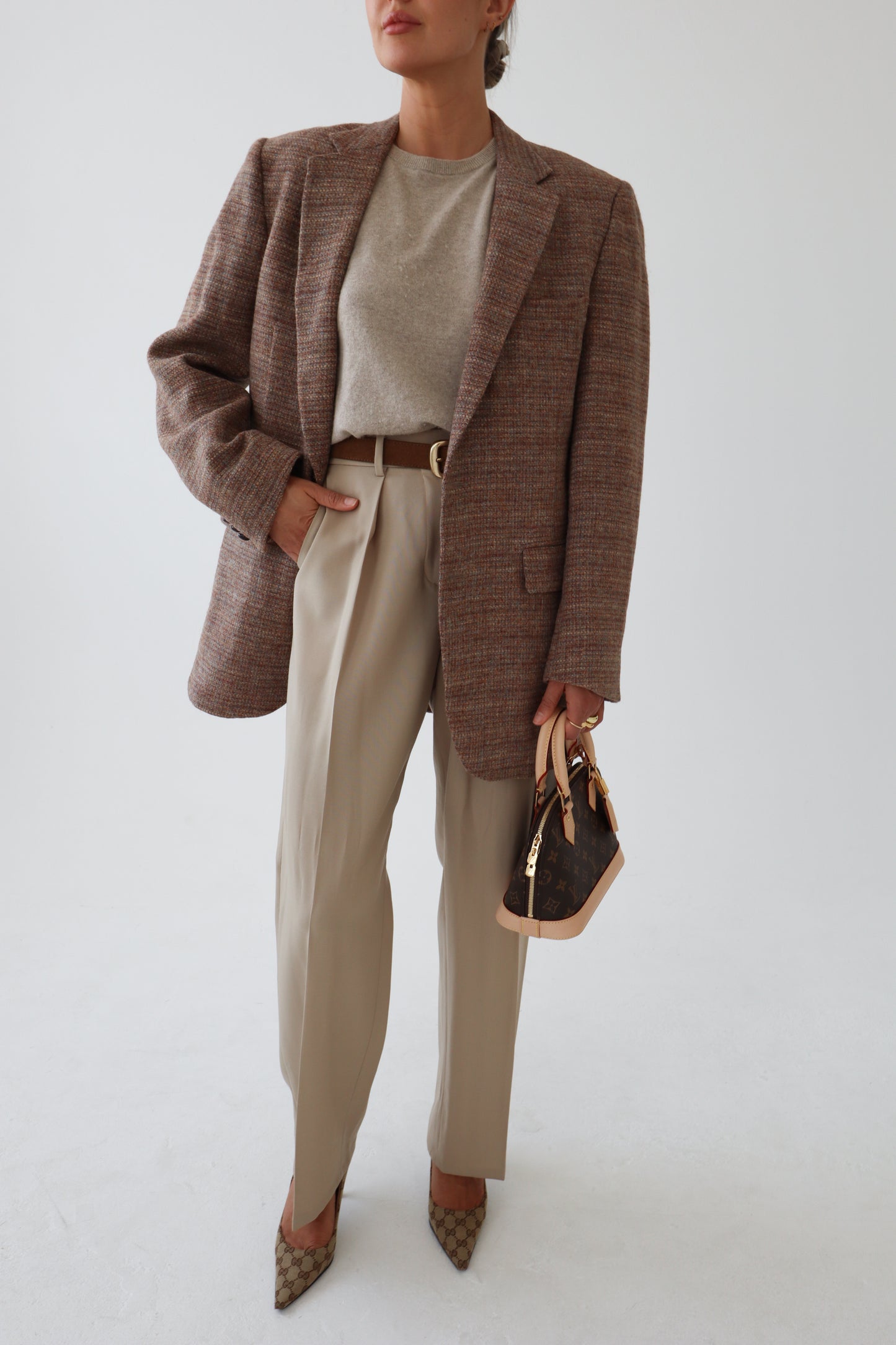 Oversized Wool Beige Blazer