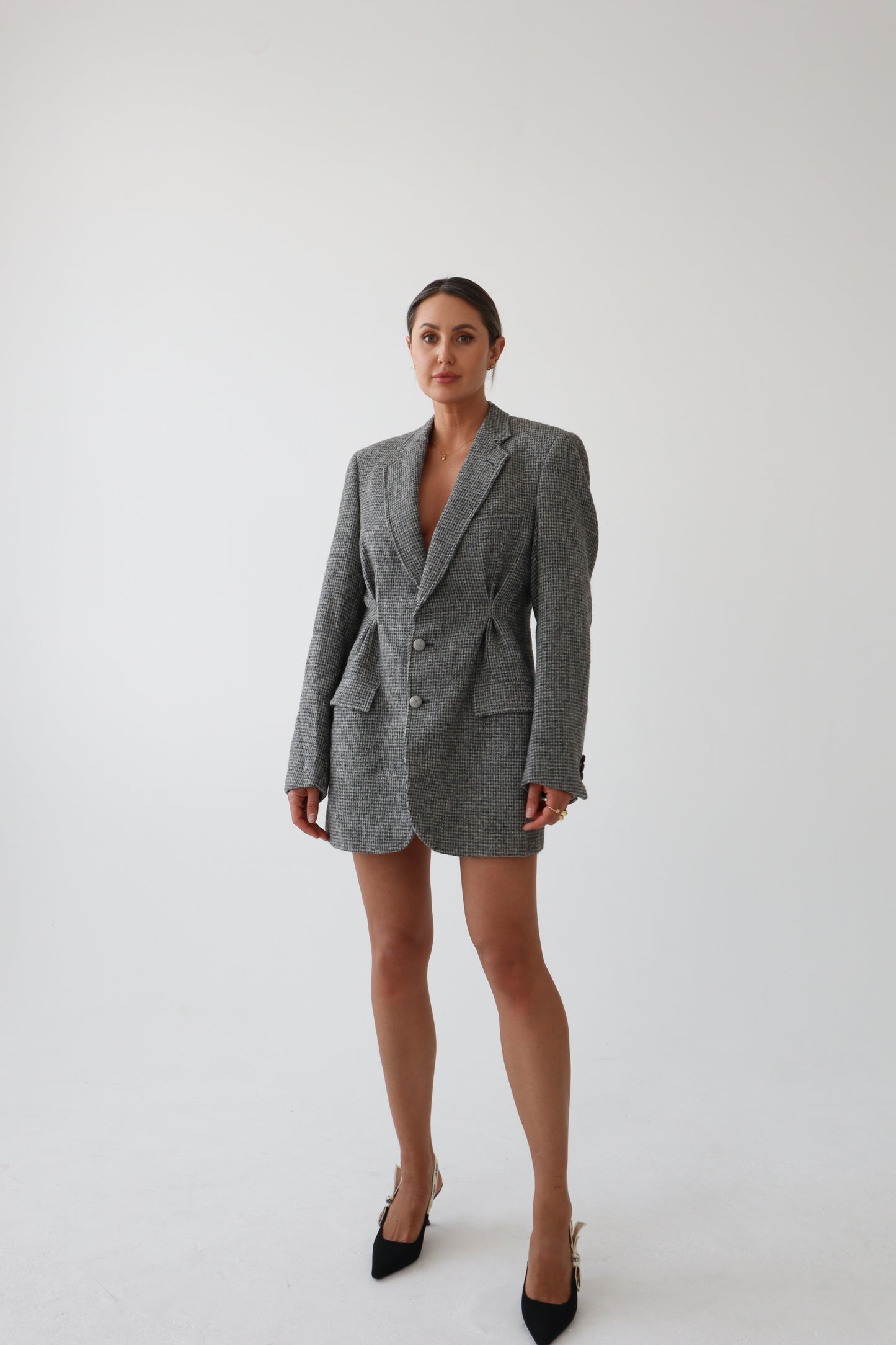 The Camden - Grey Check Blazer Dress