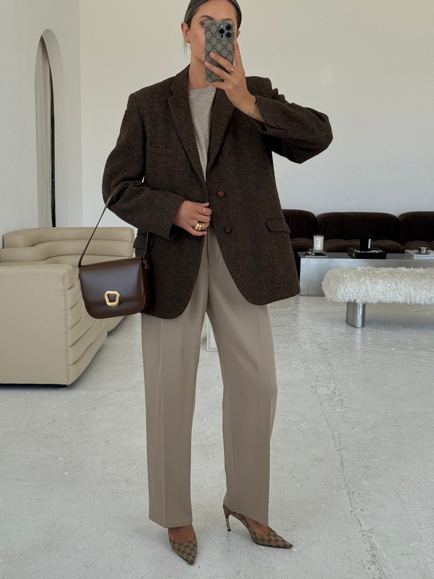 Vintage Brown Oversized Wool Blazer