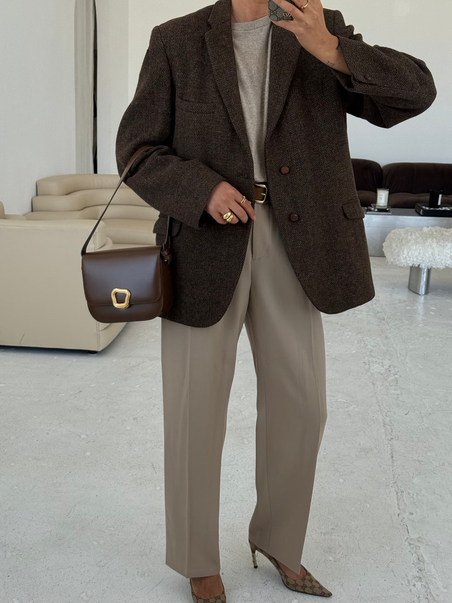 Vintage Brown Oversized Wool Blazer