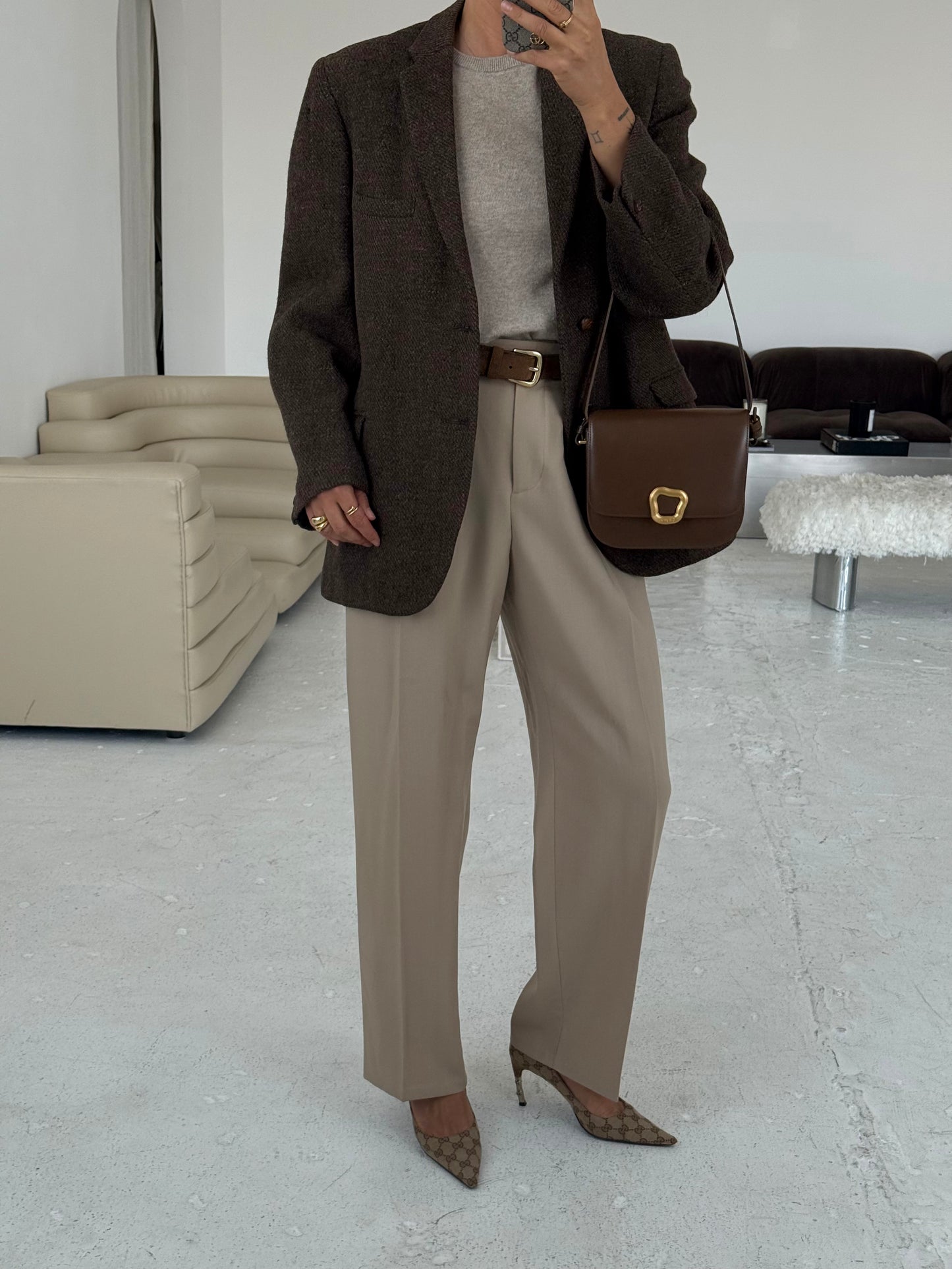 Vintage Brown Oversized Wool Blazer