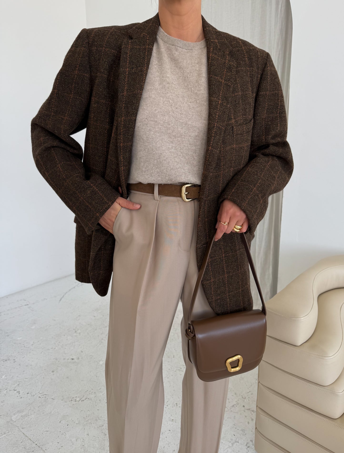 Vintage Oversized Wool Brown Blazer