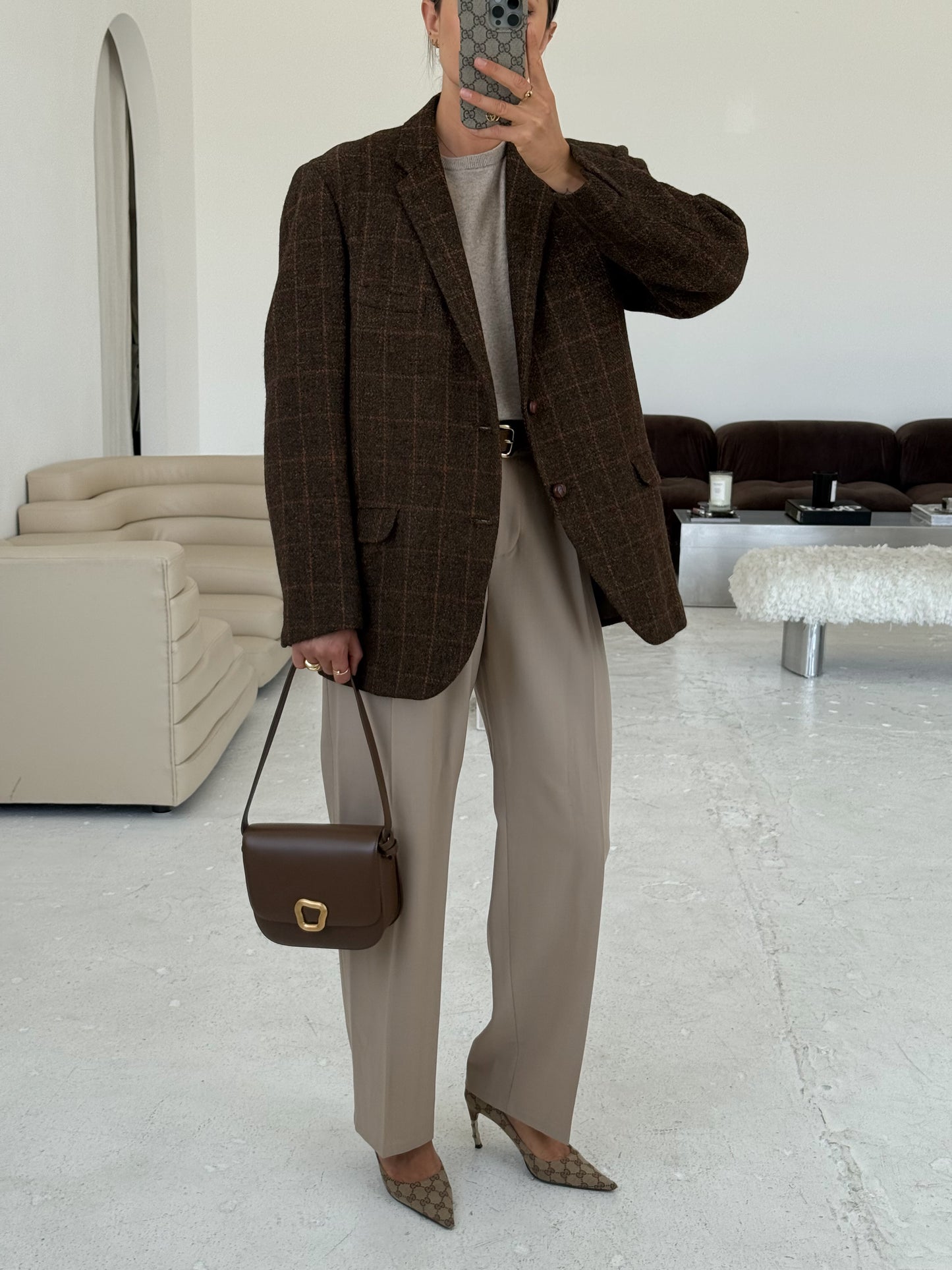 Vintage Oversized Wool Brown Blazer