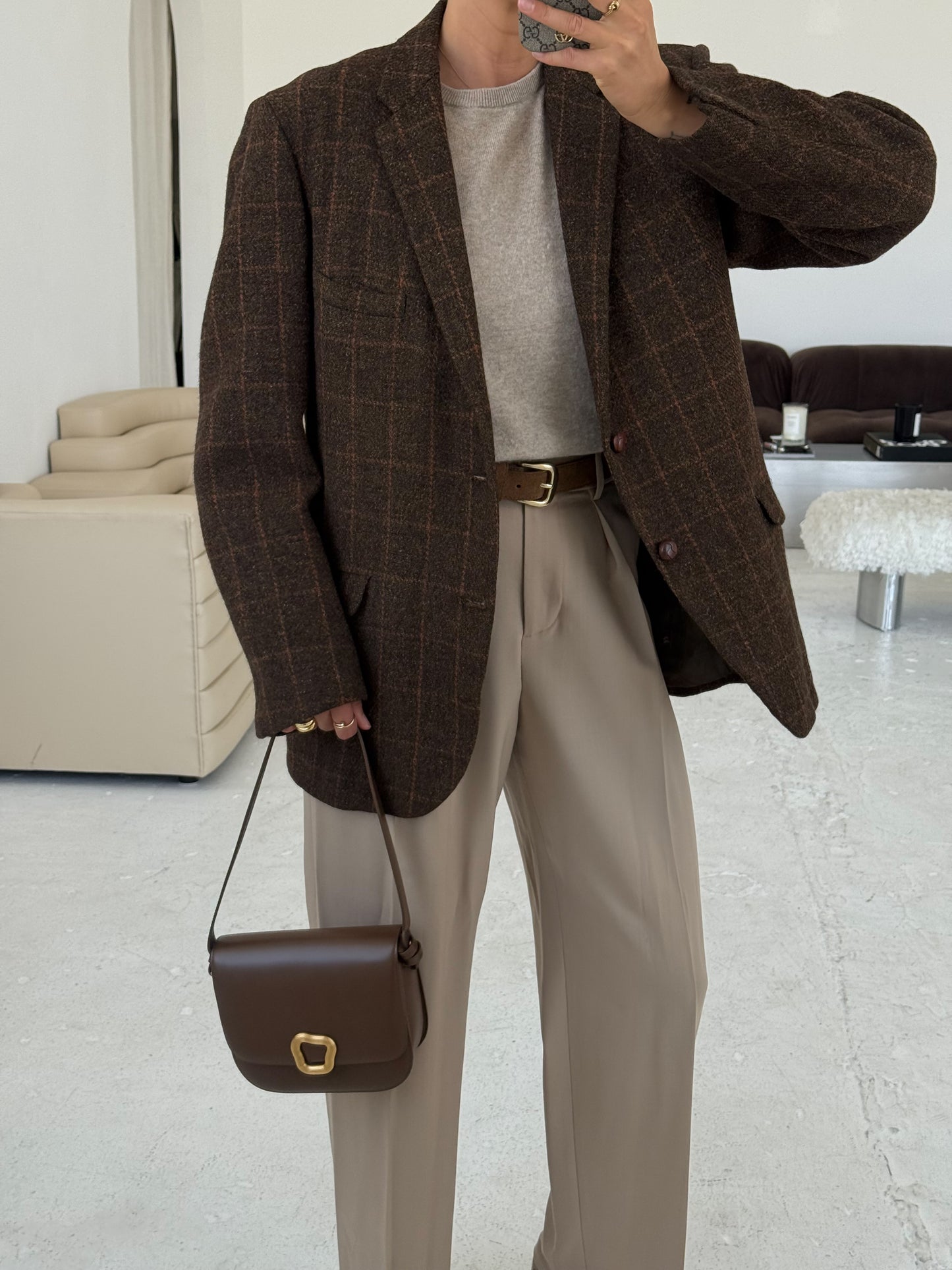 Vintage Oversized Wool Brown Blazer