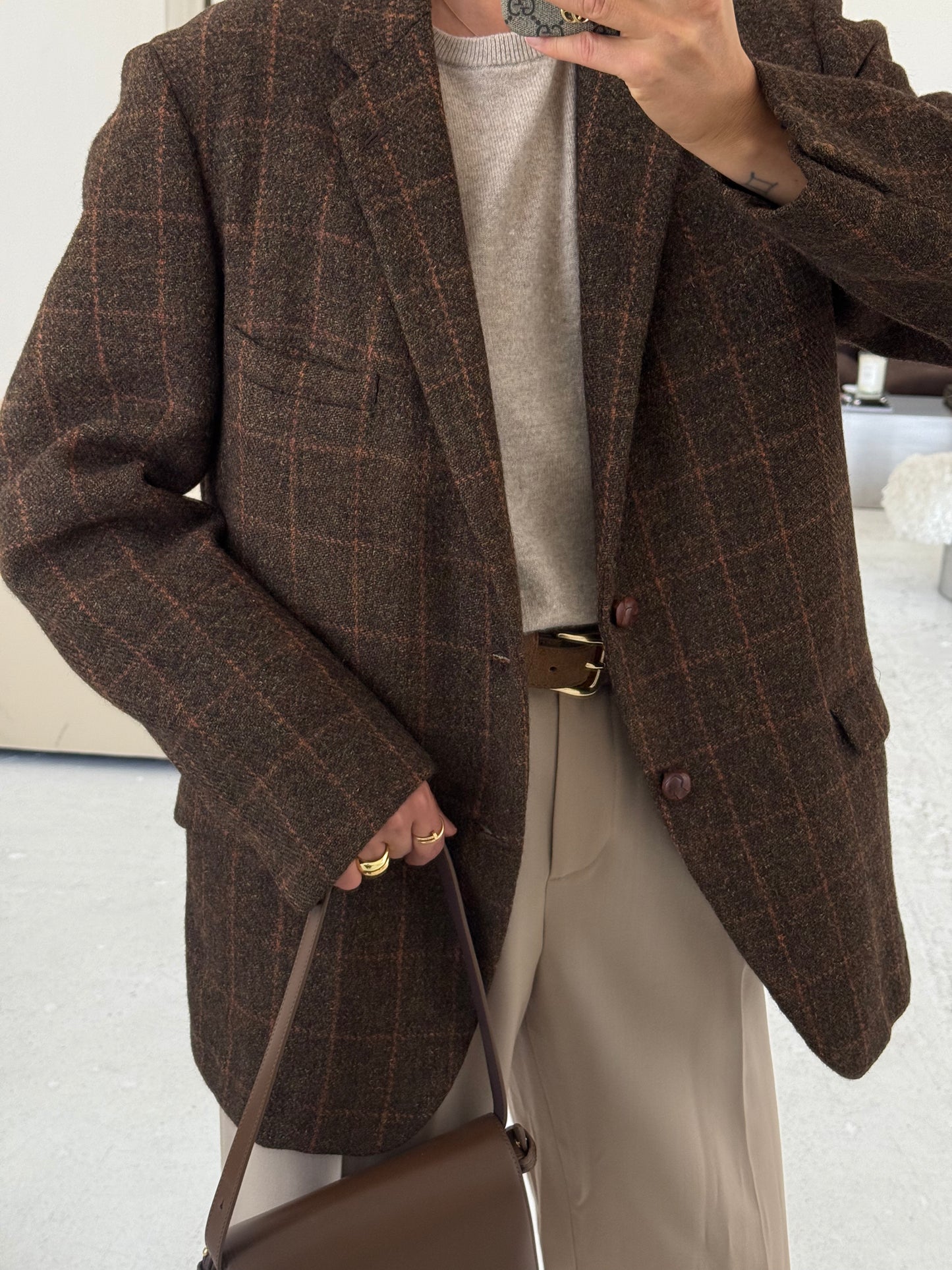 Vintage Oversized Wool Brown Blazer
