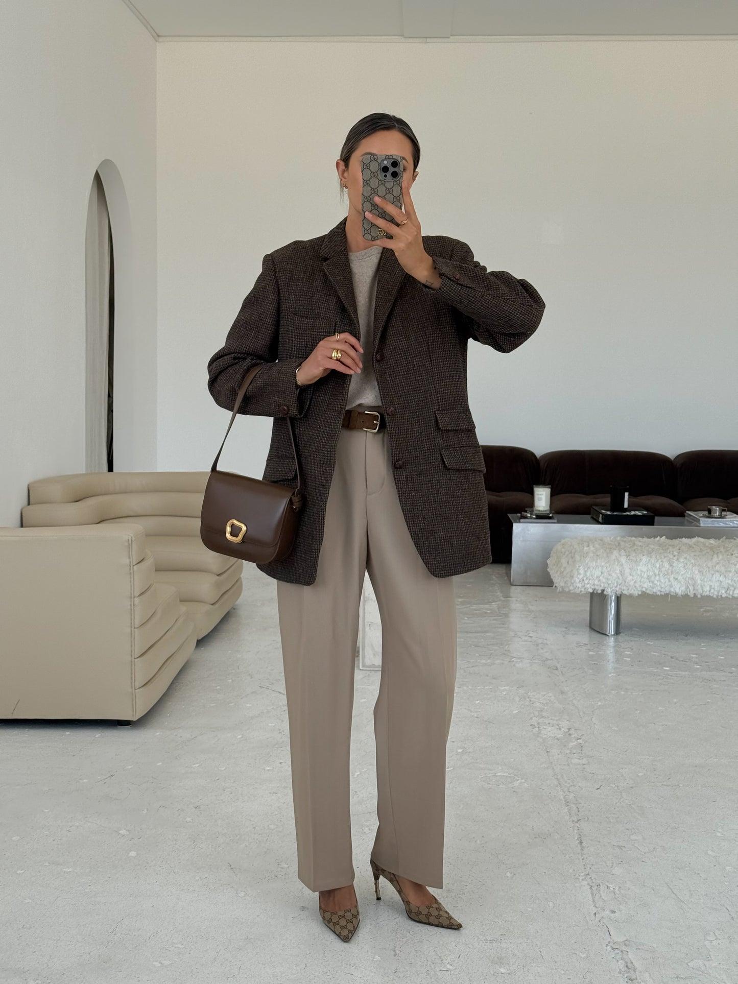 Vintage Brown Wool Oversized Blazer