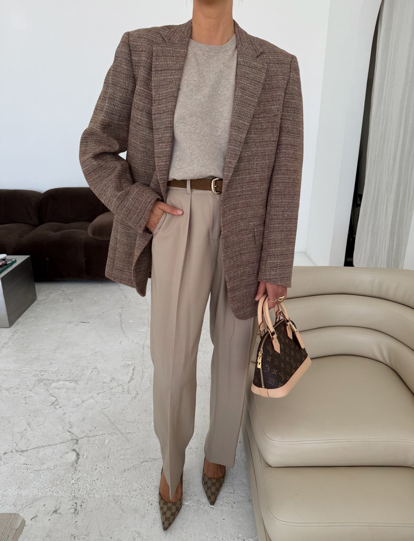 Oversized Wool Beige Blazer