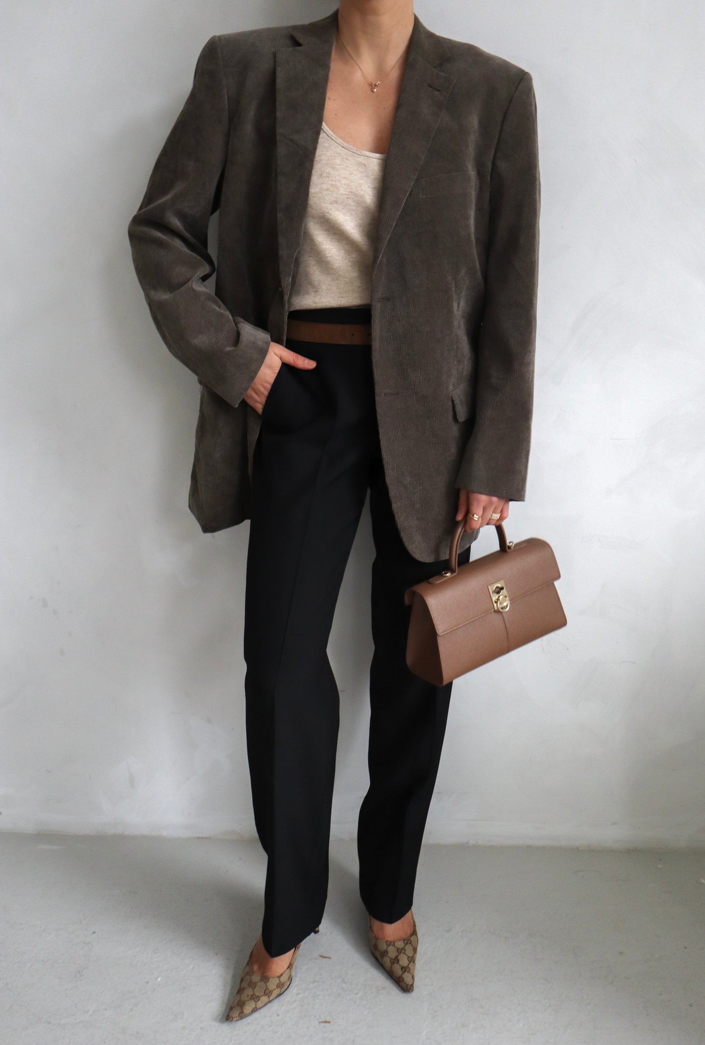 Vintage khaki oversized blazer