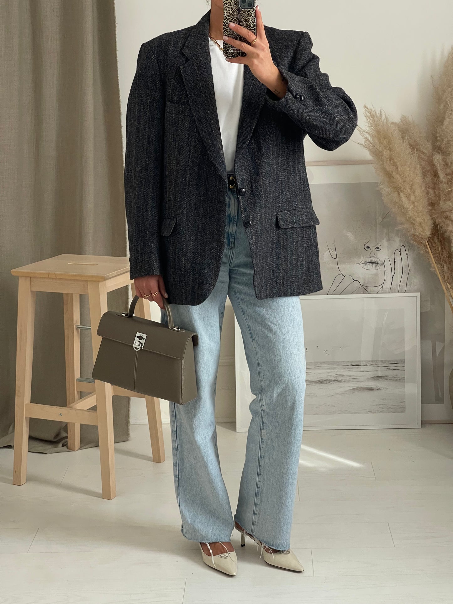 Oversized Tweed Wool Blazer
