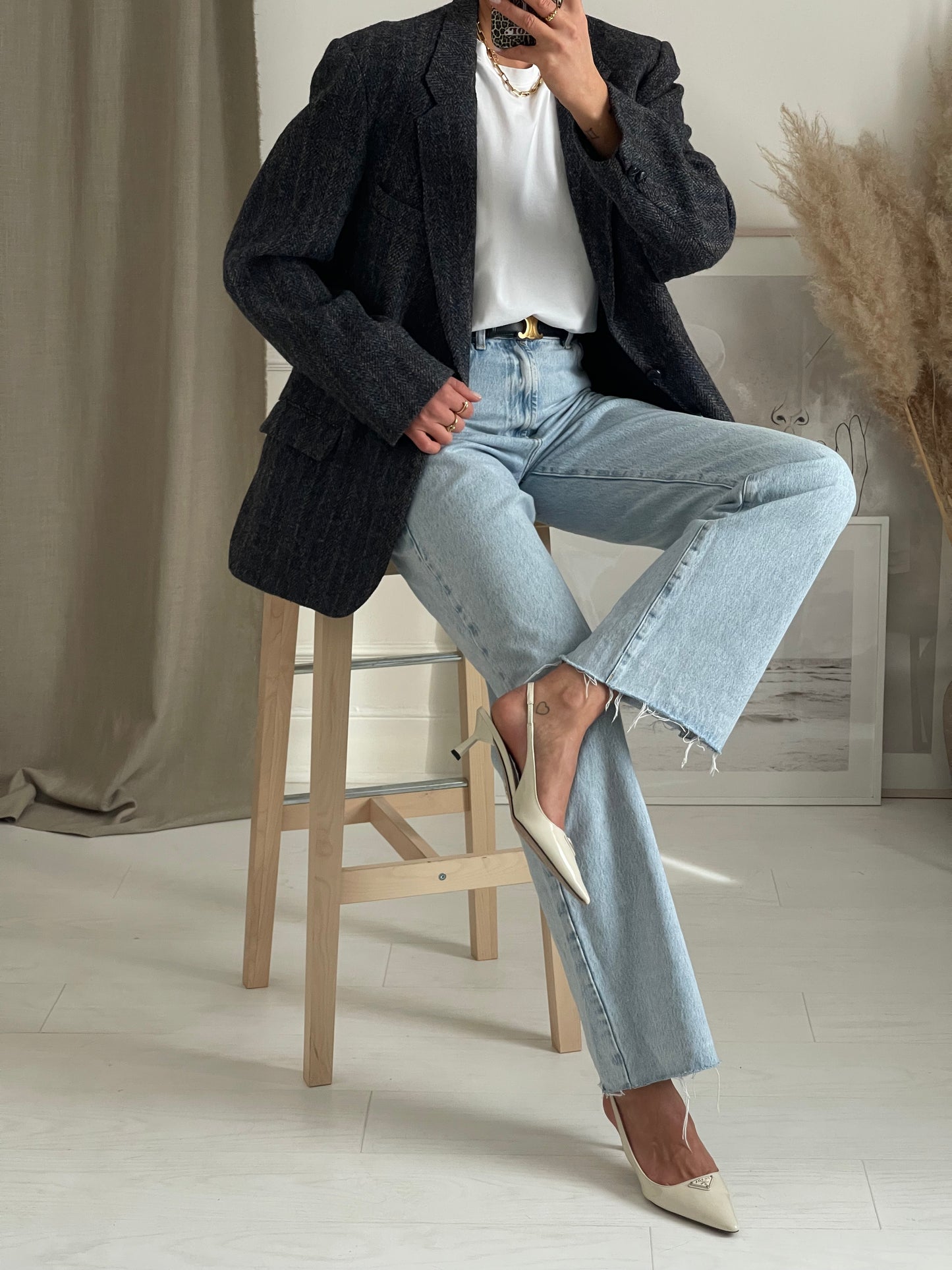 Oversized Tweed Wool Blazer