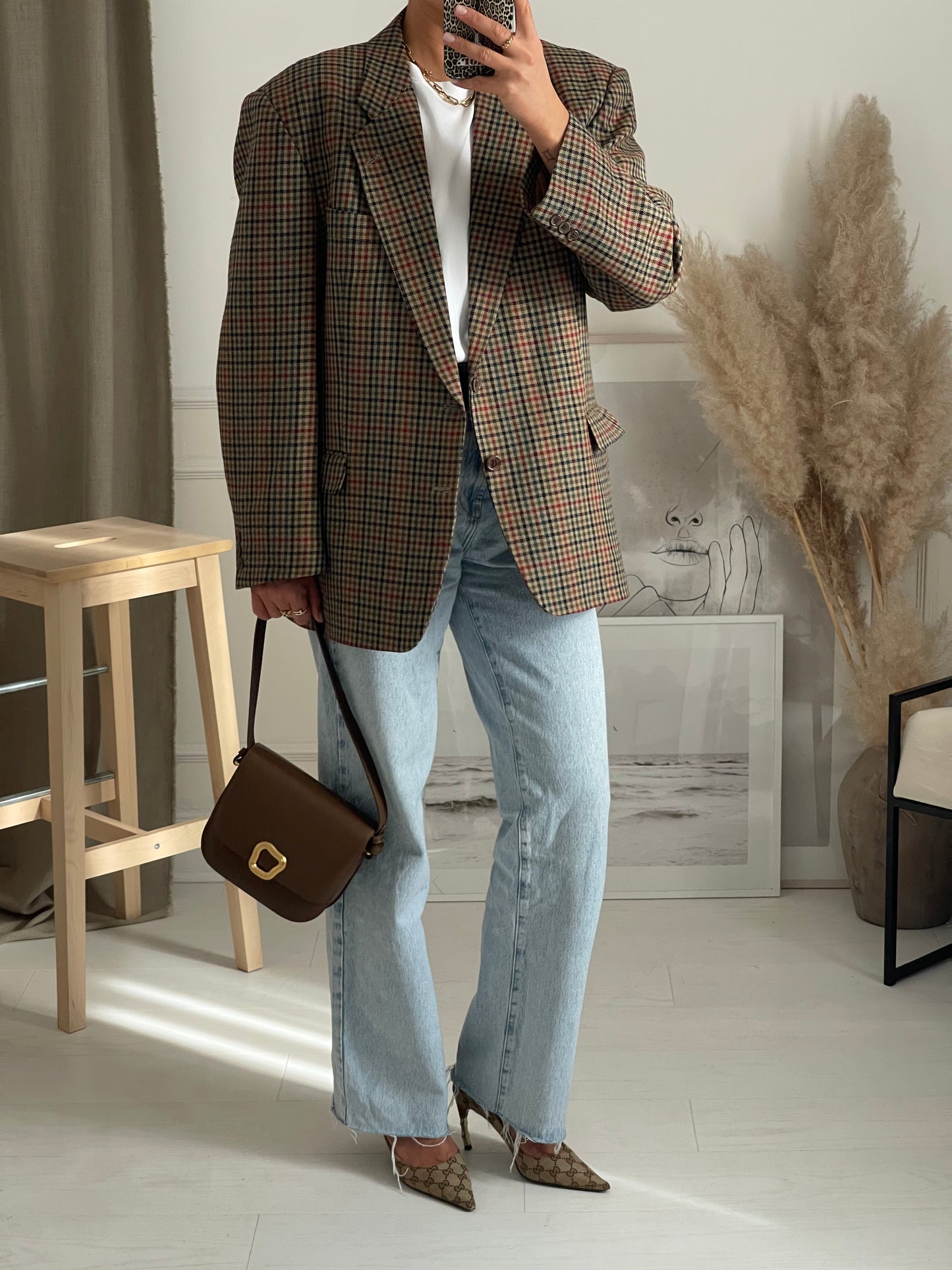 Checked Oversized Blazer
