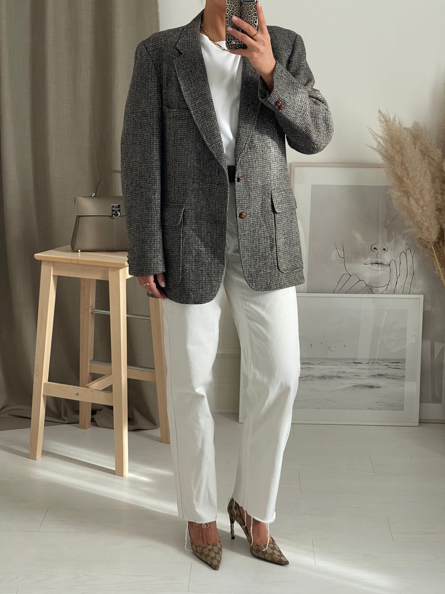 Grey Wool Oversized Blazer