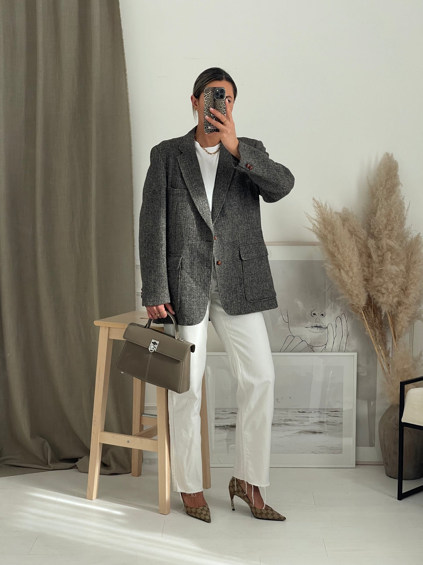 Grey Wool Oversized Blazer