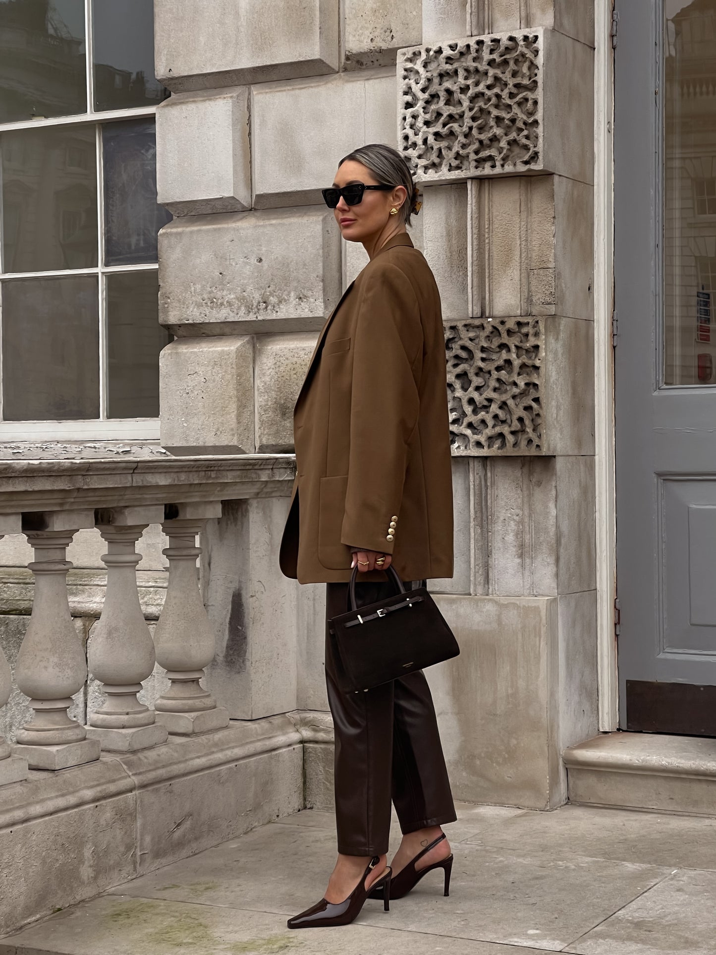 Oversized wool brown blazer