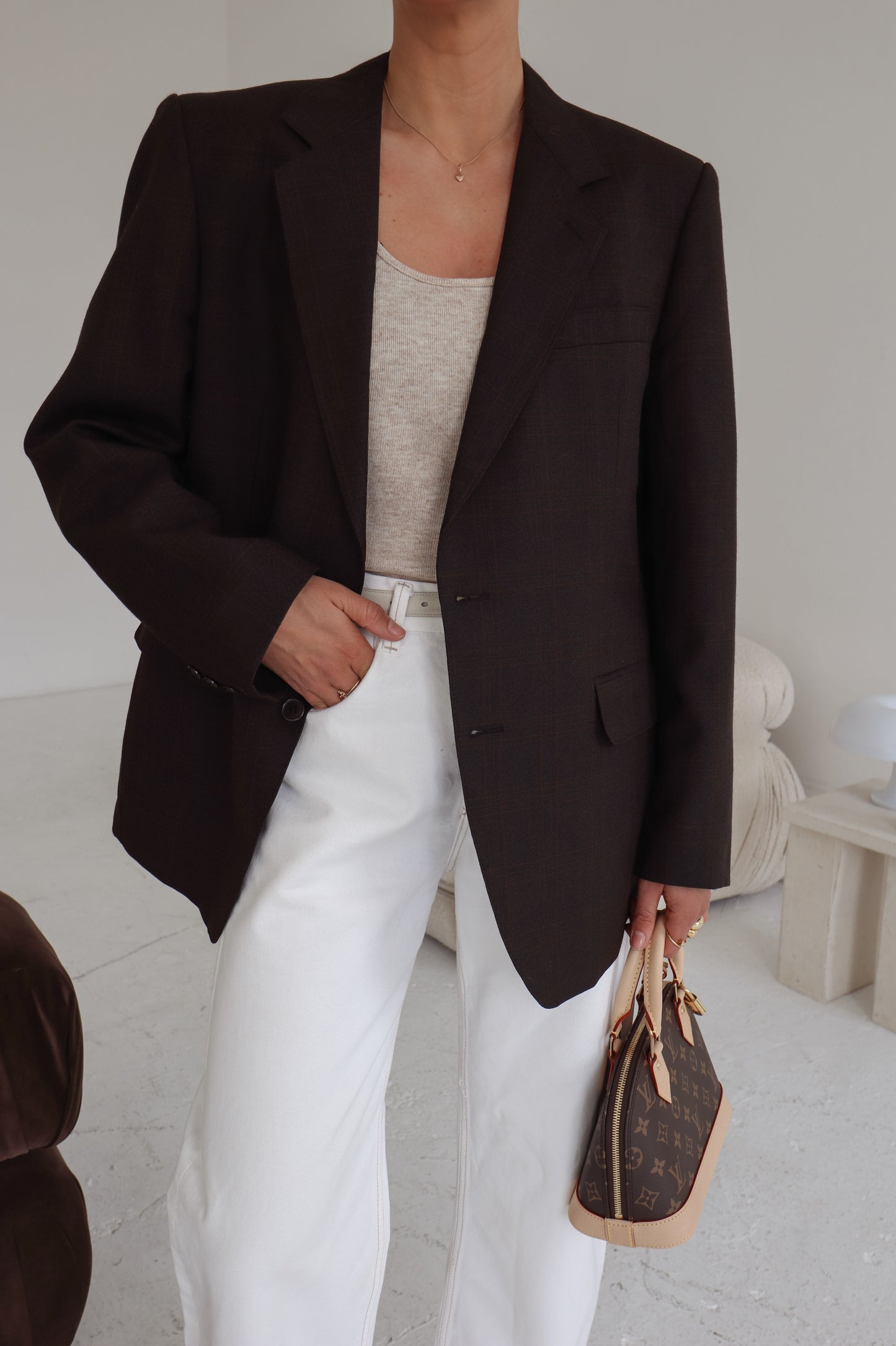 Dark Brown Checked Blazer