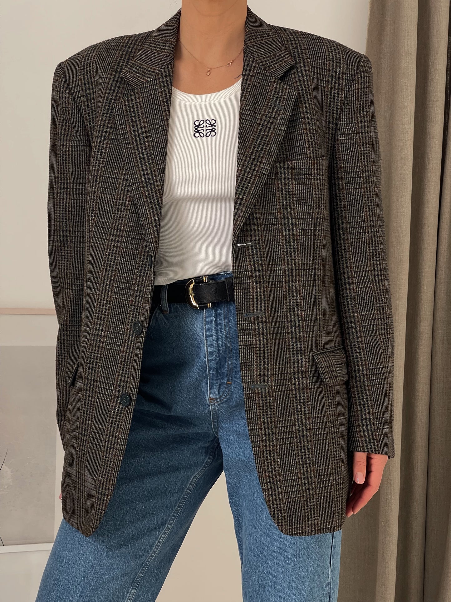 Vintage Oversized Checked Blazer