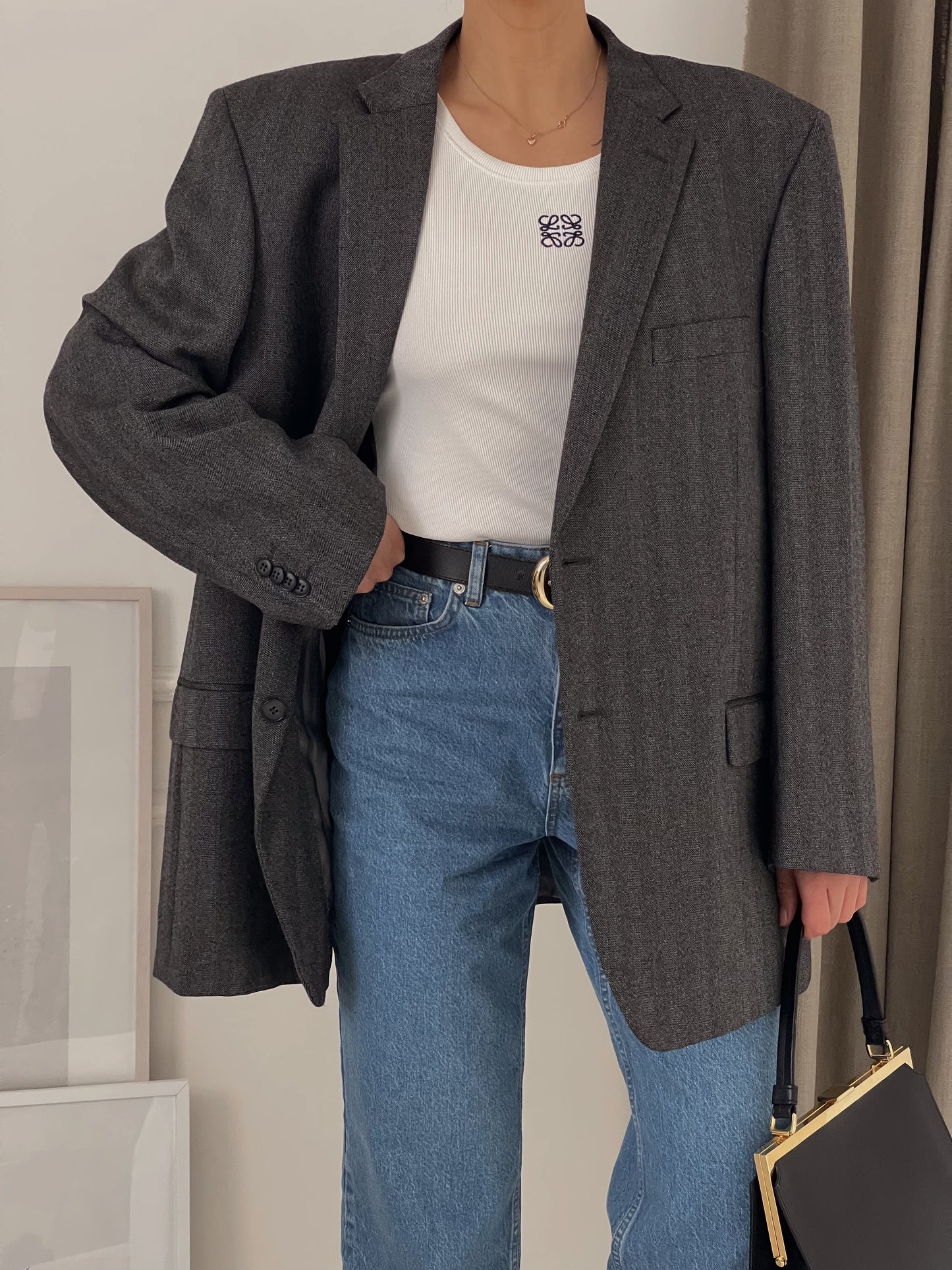 Oversized Wool Grey Blazer