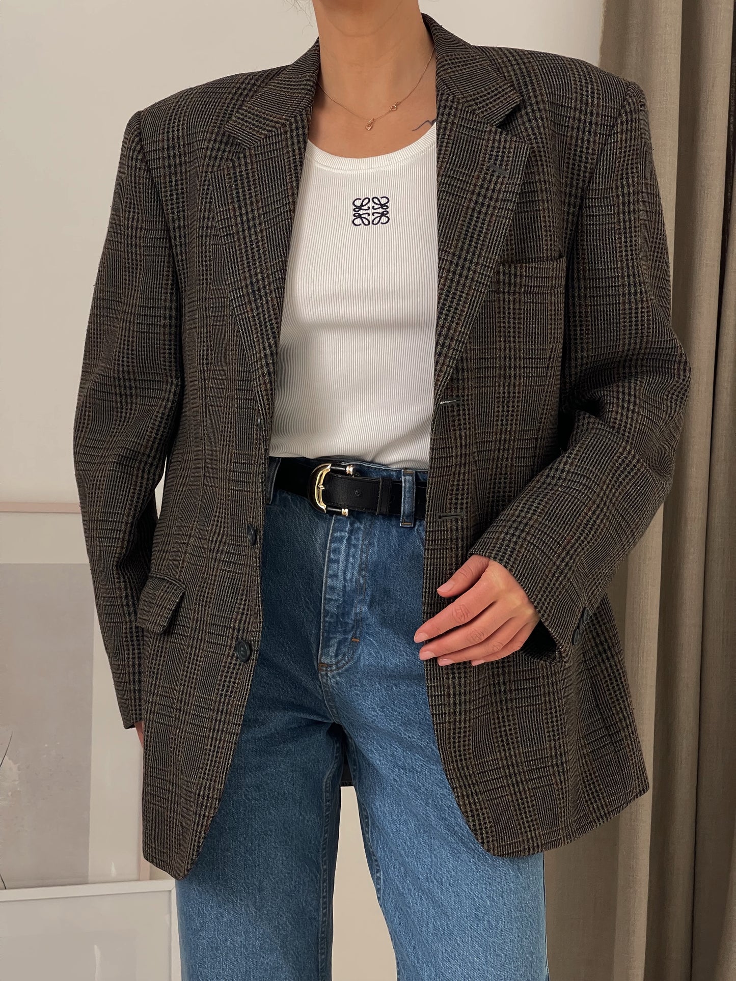Vintage Oversized Checked Blazer