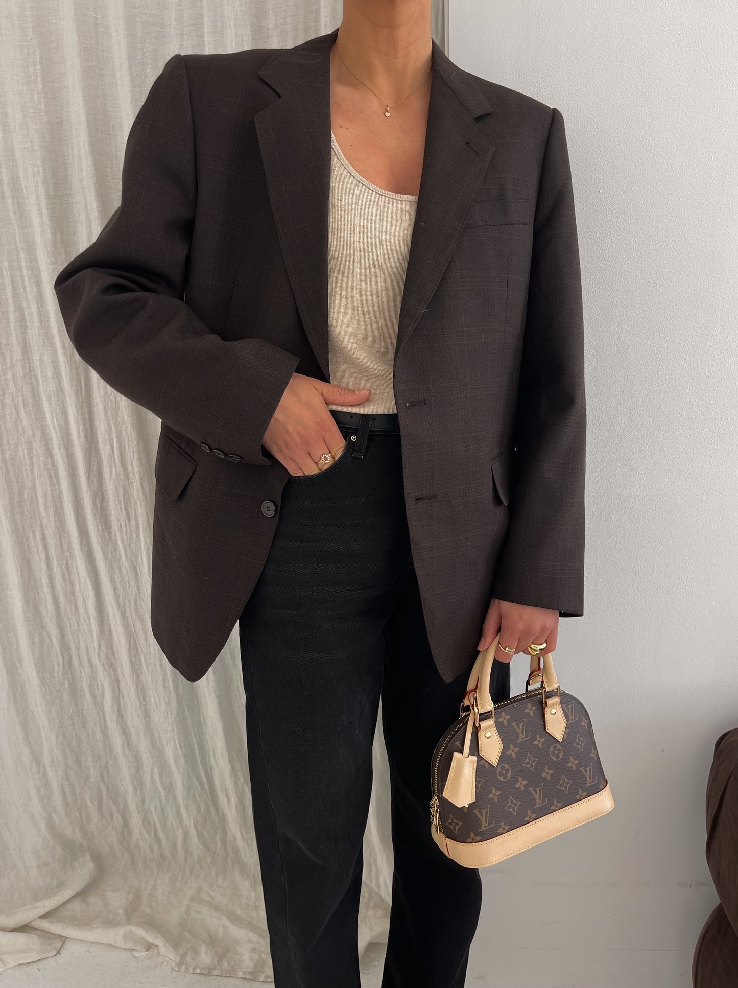 Dark Brown Checked Blazer