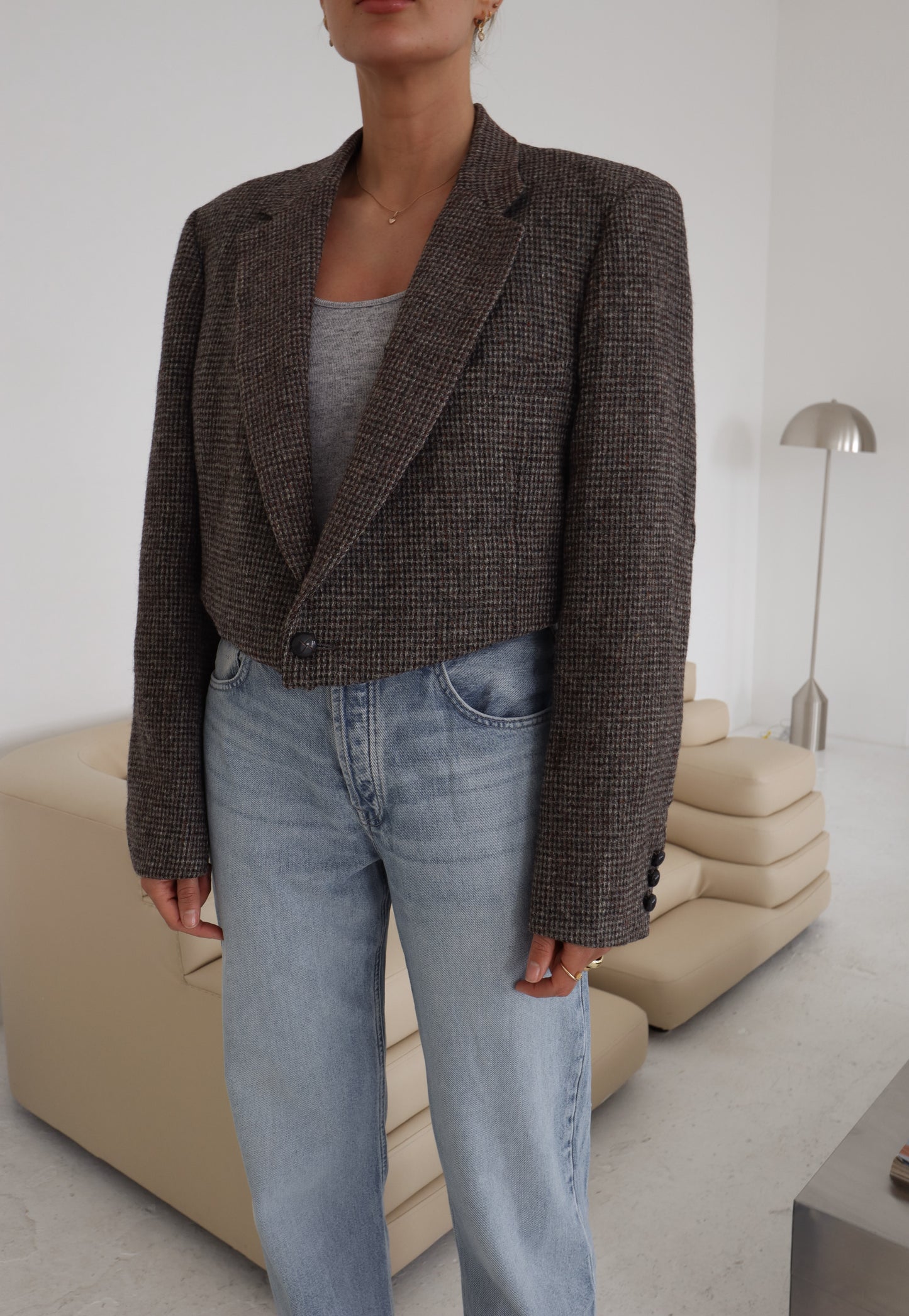 Cropped Wool Asymmetric Blazer
