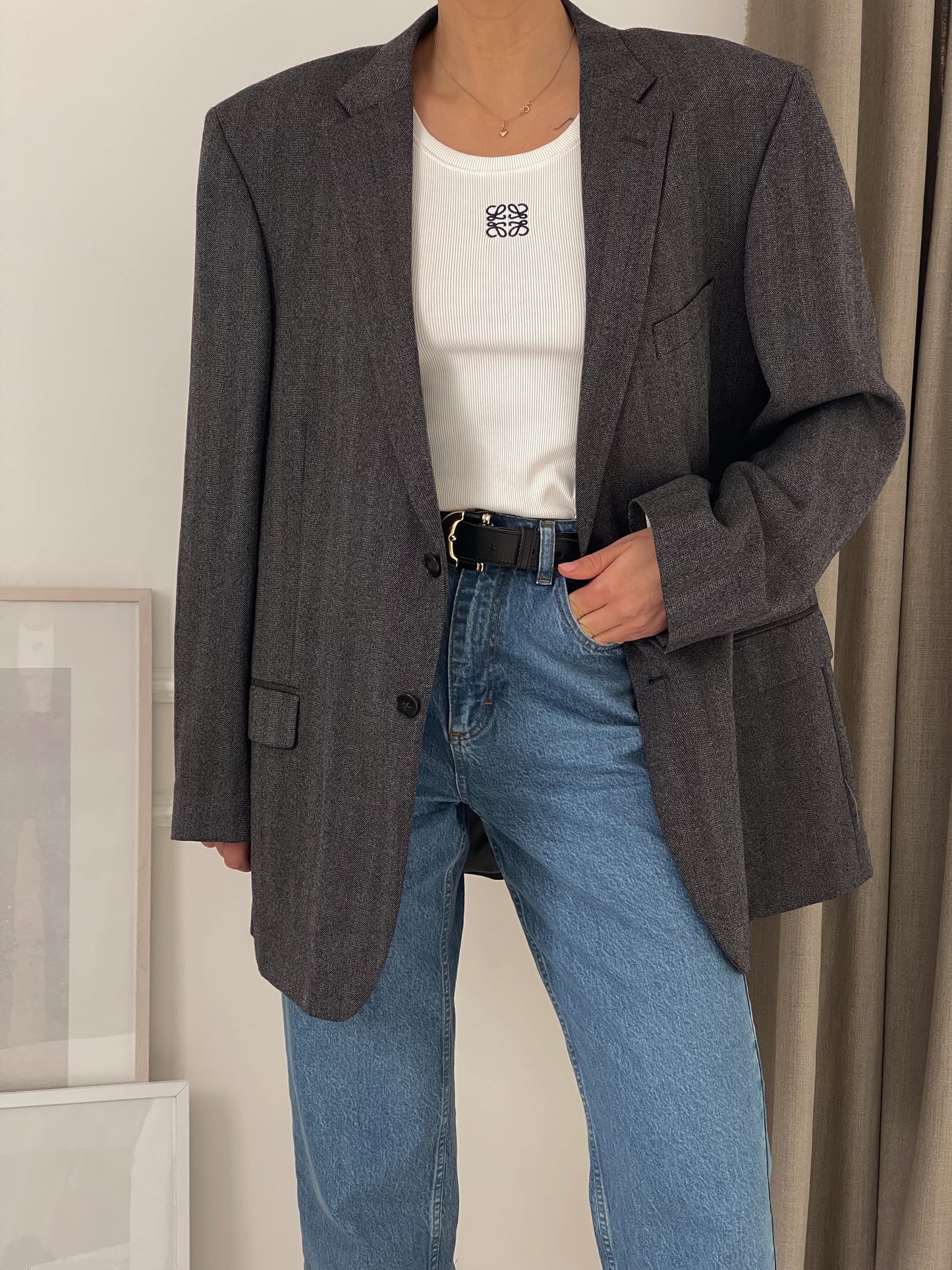Oversized Wool Grey Blazer