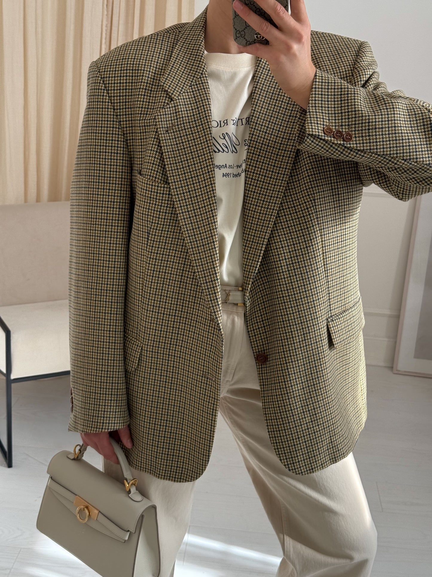 Vintage Wool Houndstooth Blazer