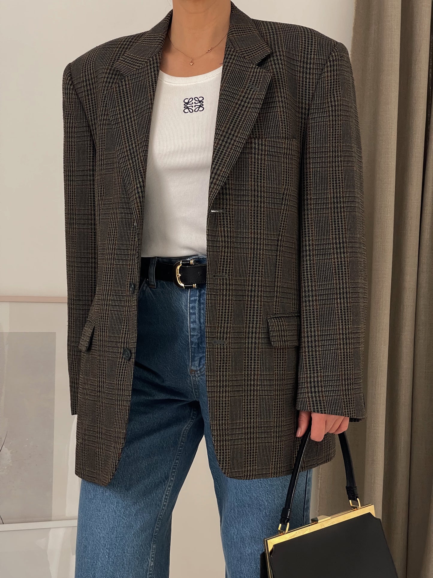 Vintage Oversized Checked Blazer