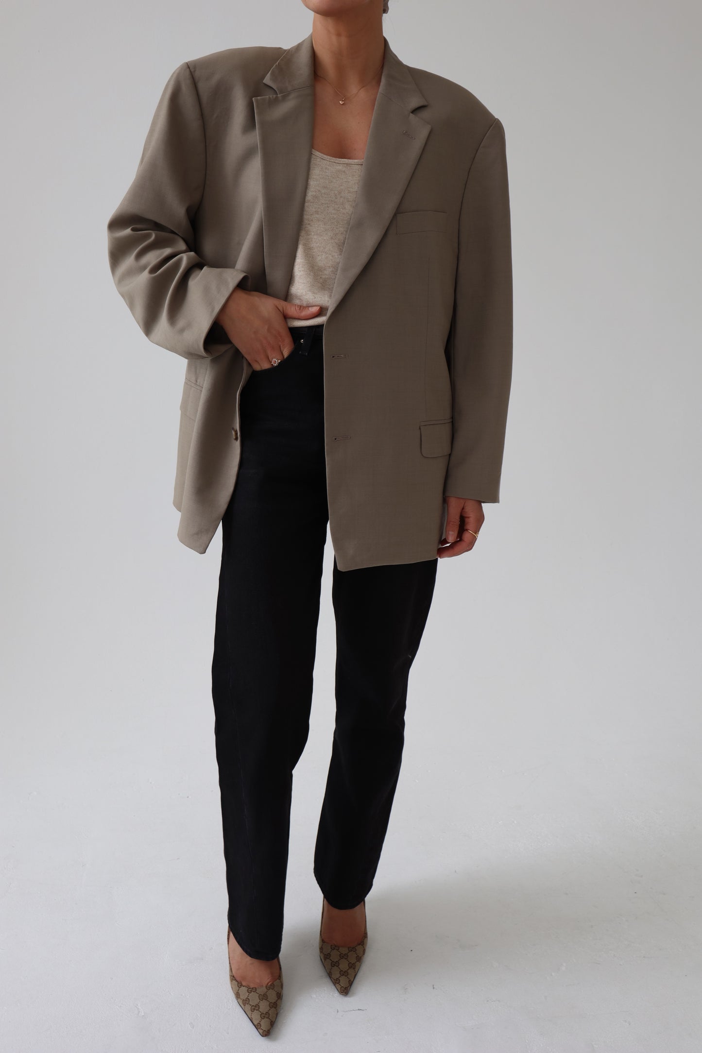 Oversized Vintage Khaki Blazer
