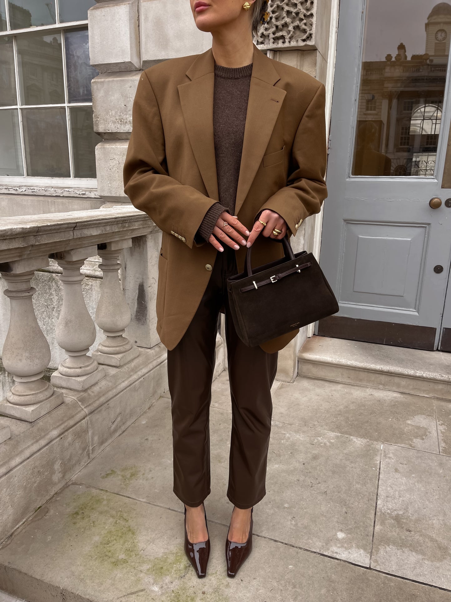 Oversized wool brown blazer