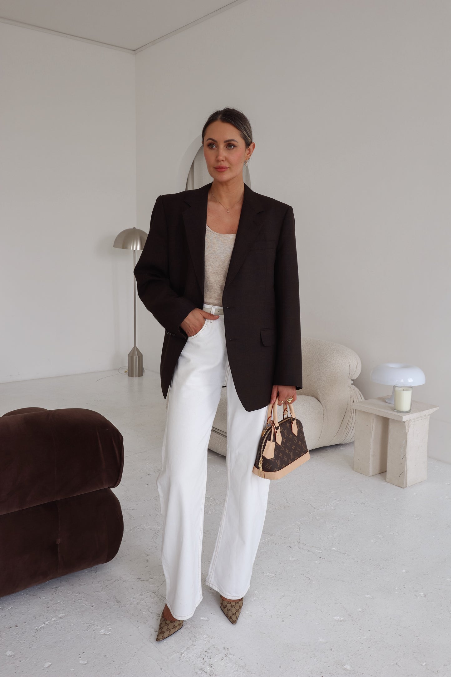 Dark Brown Checked Blazer