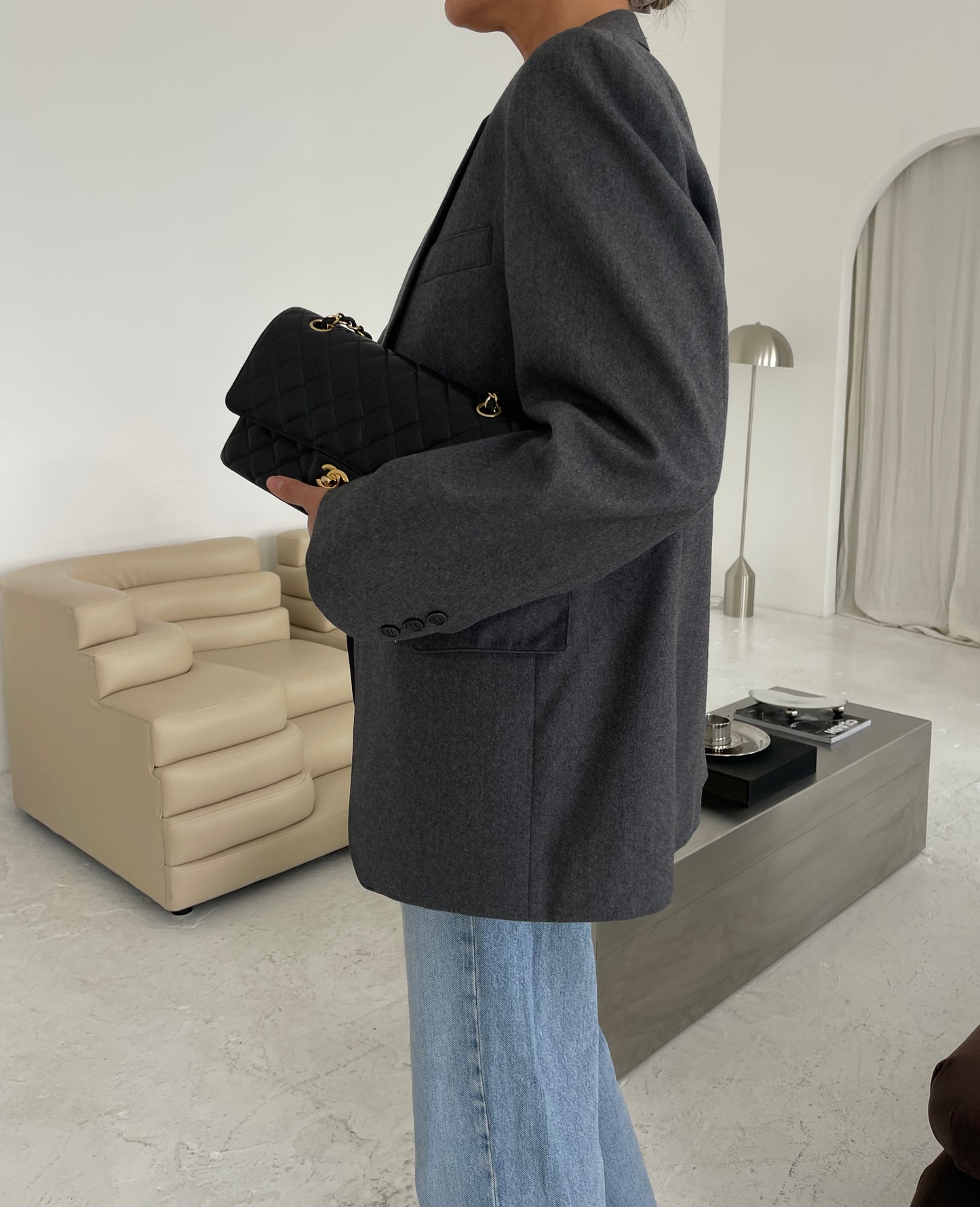 Structured Grey Wool Blazer