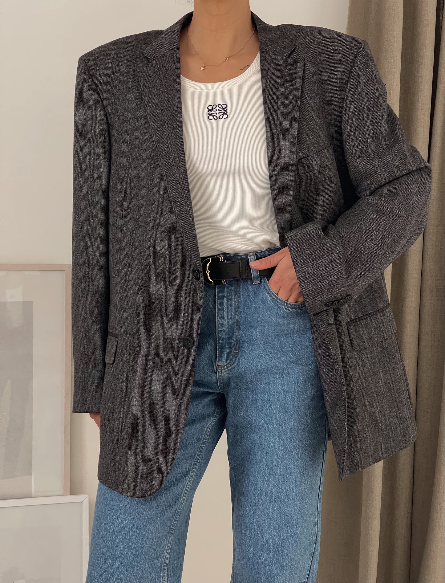 Oversized Wool Grey Blazer