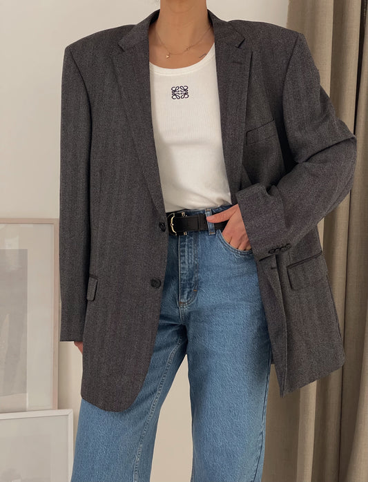 Oversized Wool Grey Blazer