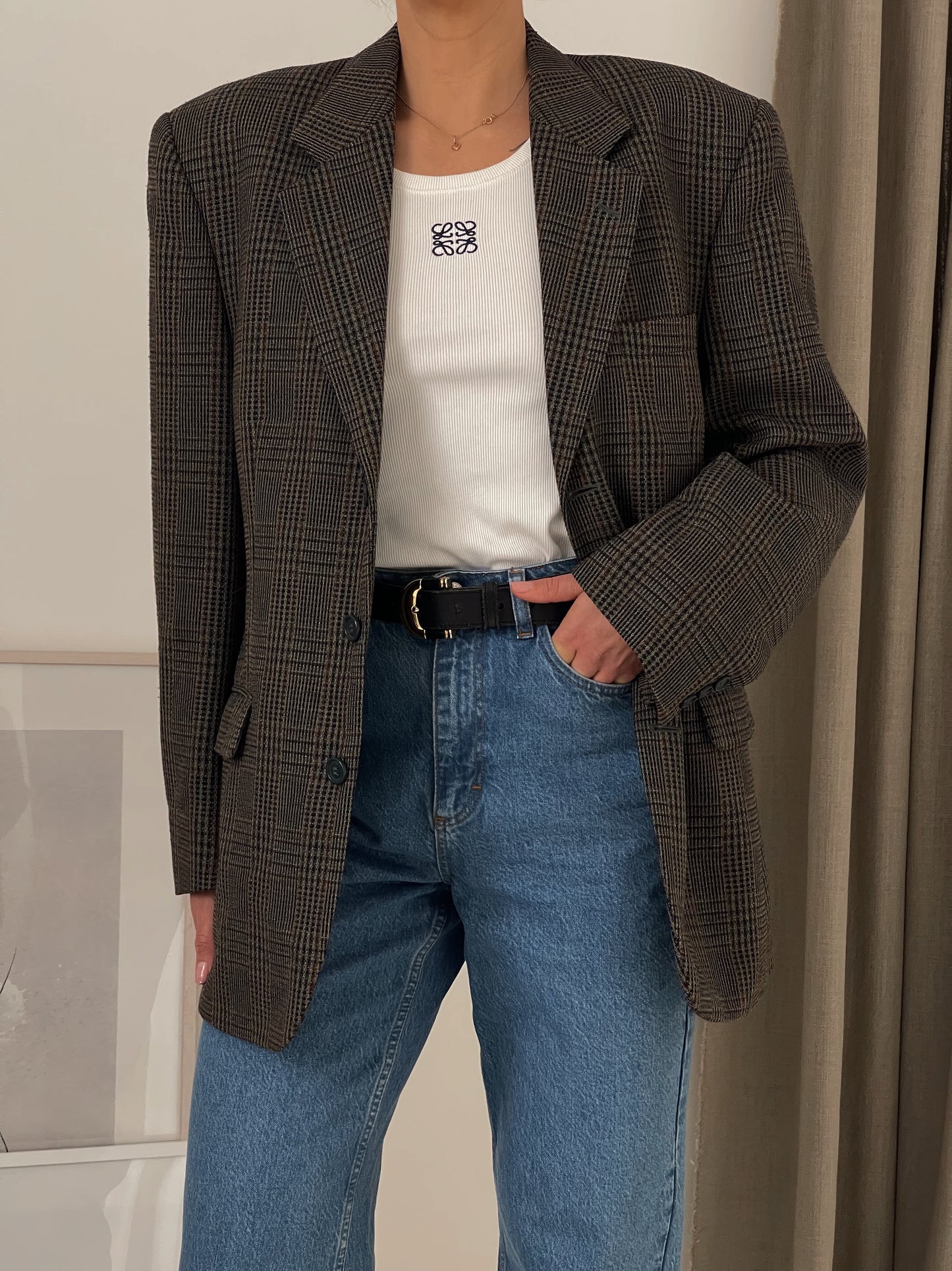 Vintage Oversized Checked Blazer