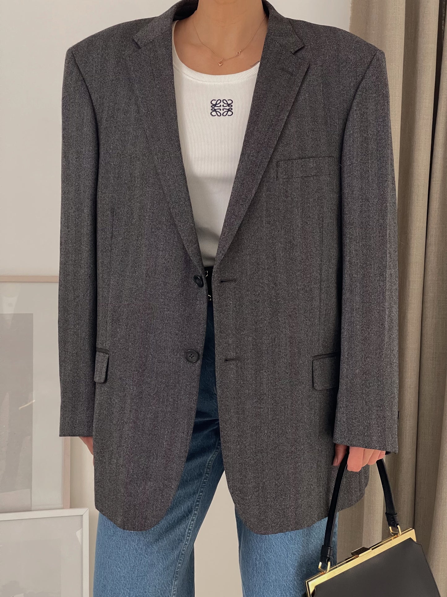 Oversized Wool Grey Blazer