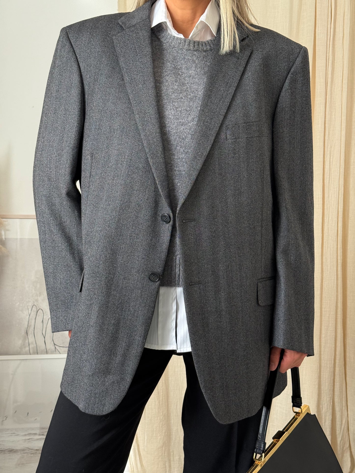 Vintage Oversized Light Grey Blazer