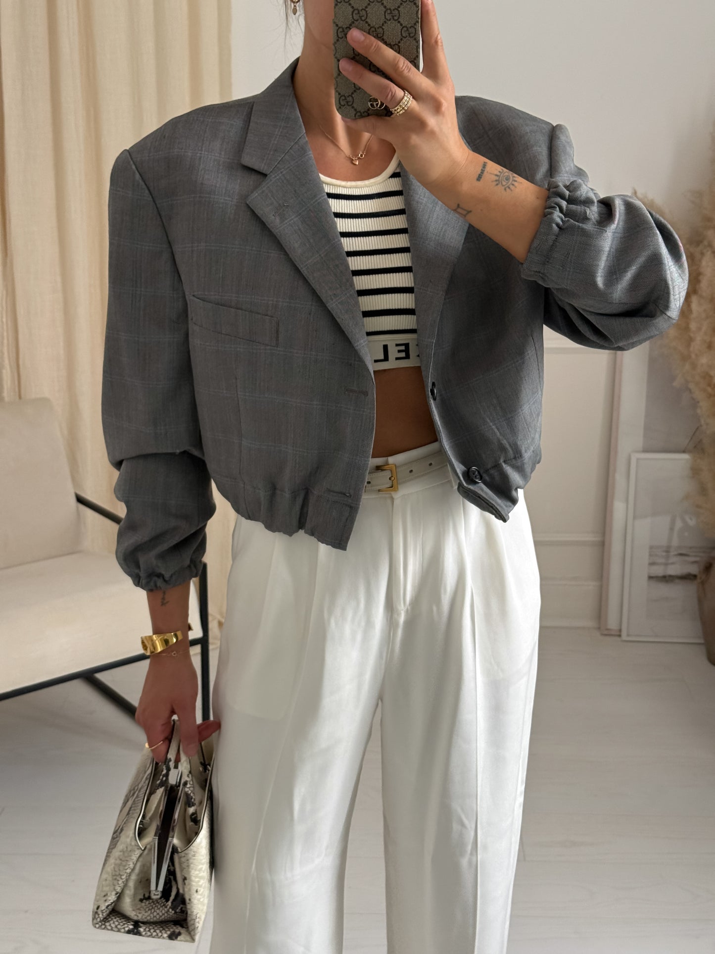 Vintage Balmain Reworked Cropped Blazer Bomber