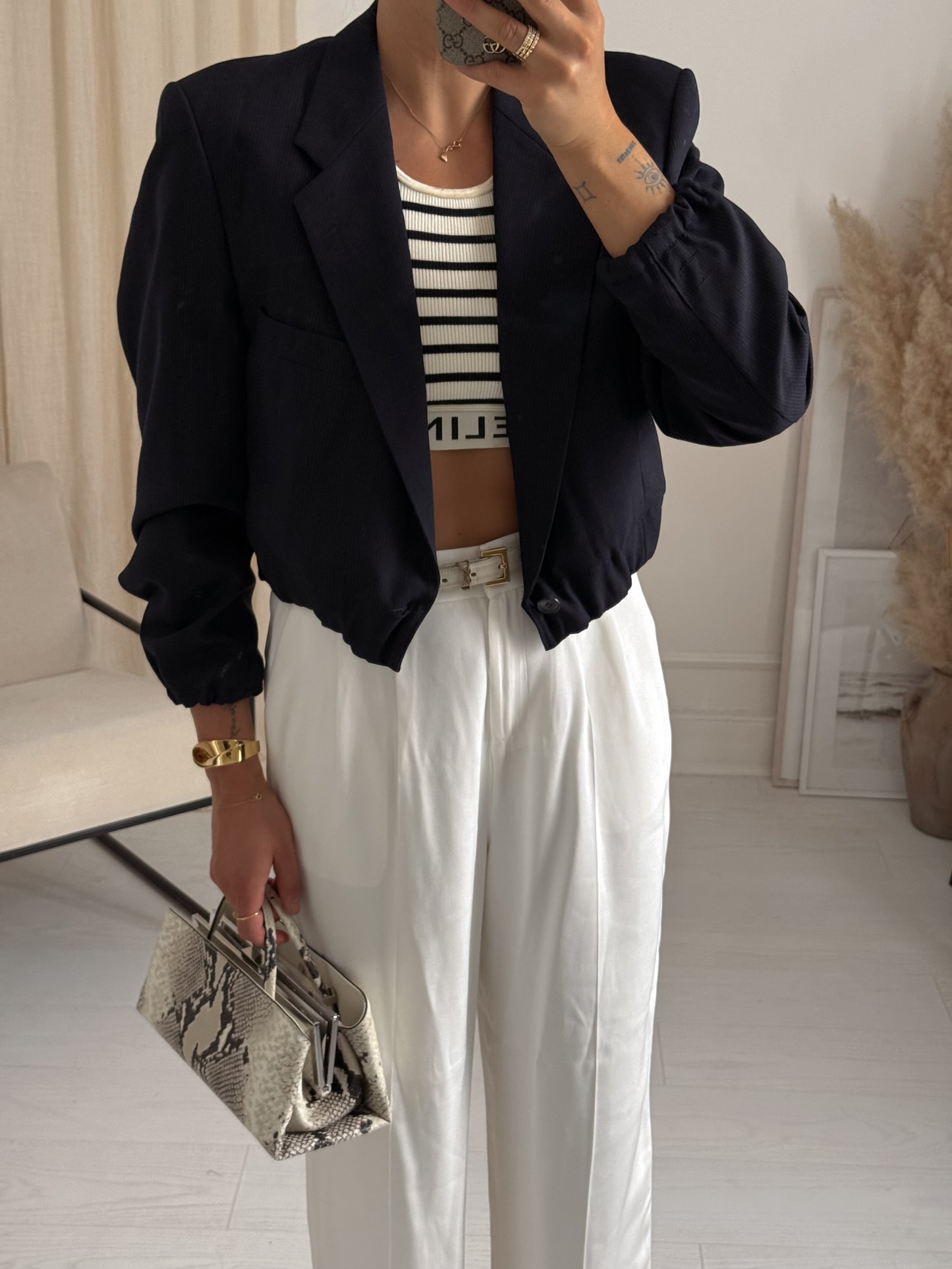 Vintage Yves Saint Laurent Reworked Cropped Blazer Bomber