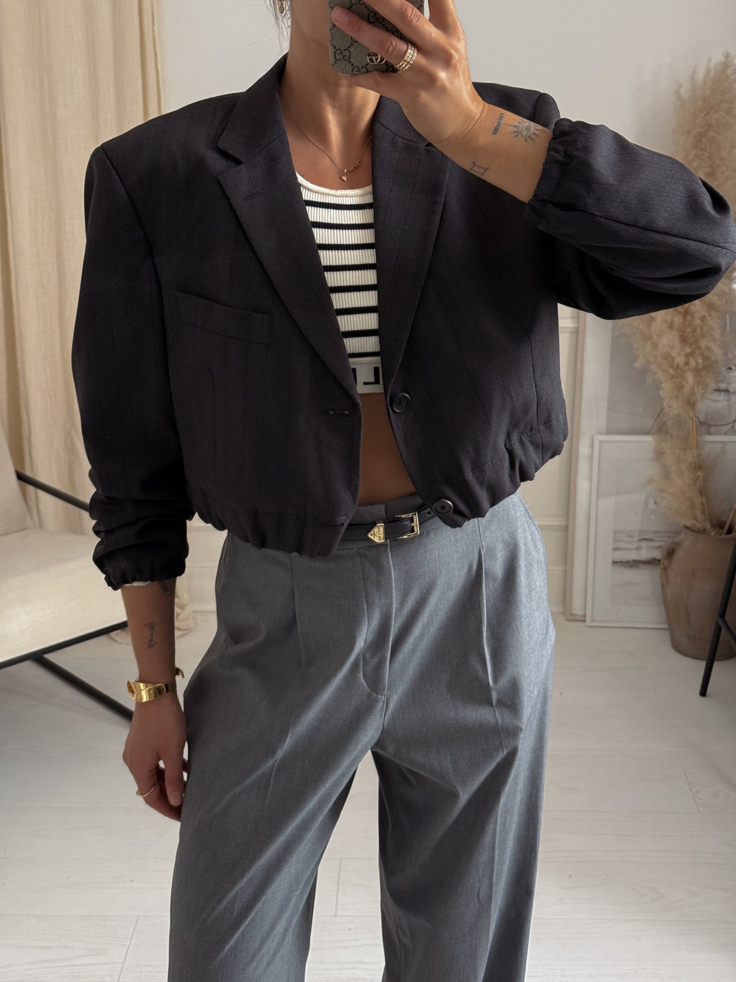 Vintage Hugo Boss Reworked Cropped Blazer Bomber