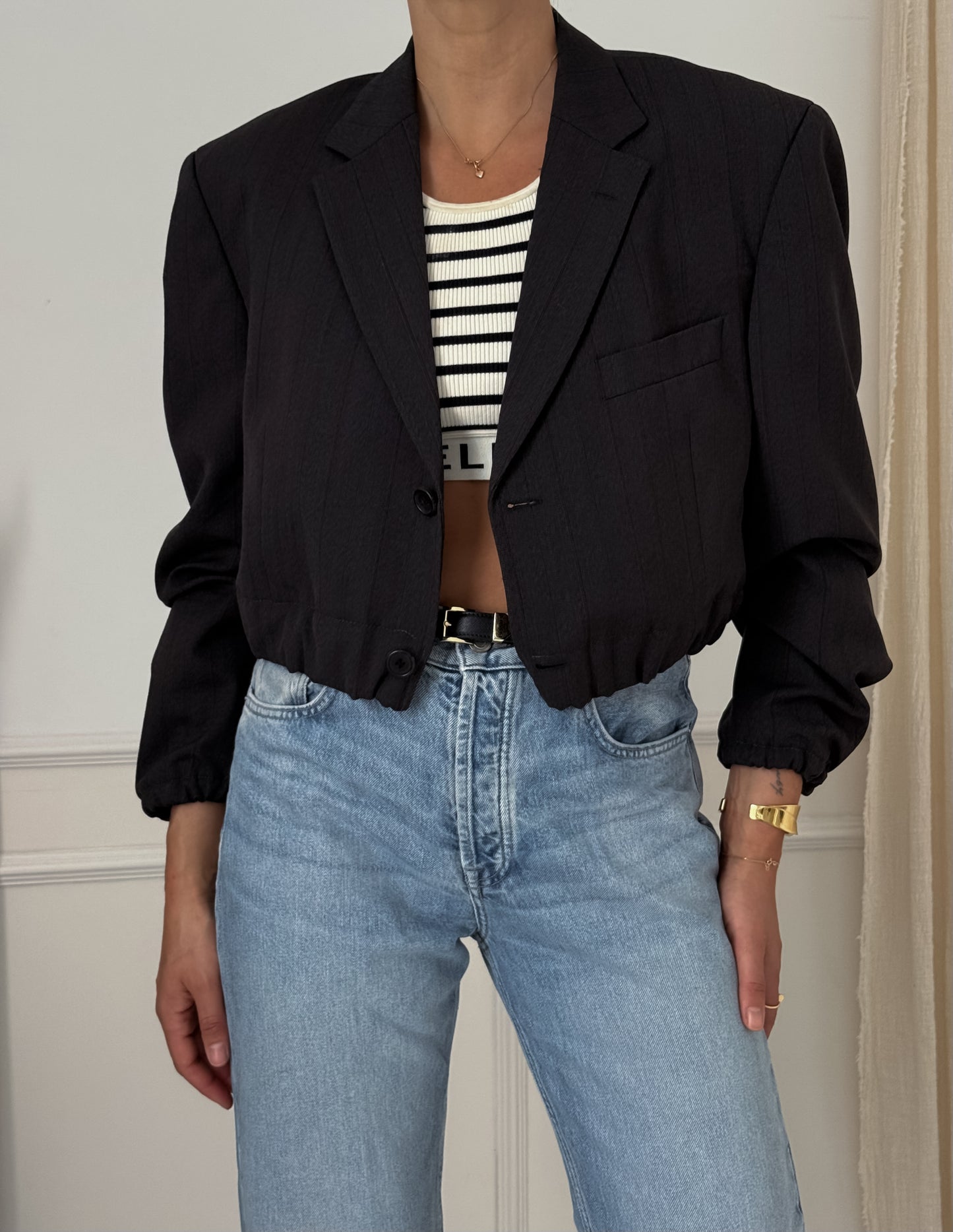 Vintage Hugo Boss Reworked Cropped Blazer Bomber