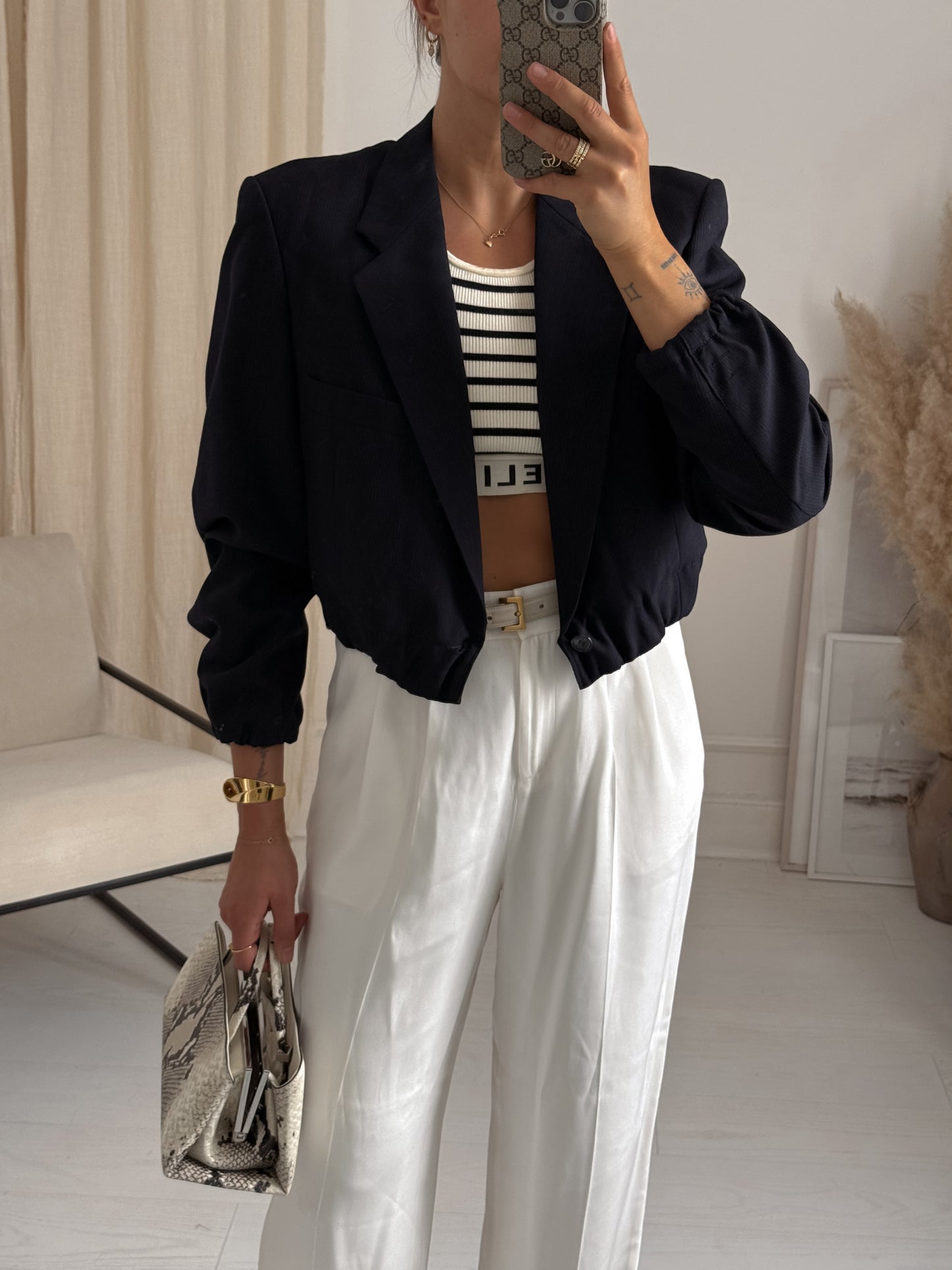 Vintage Yves Saint Laurent Reworked Cropped Blazer Bomber