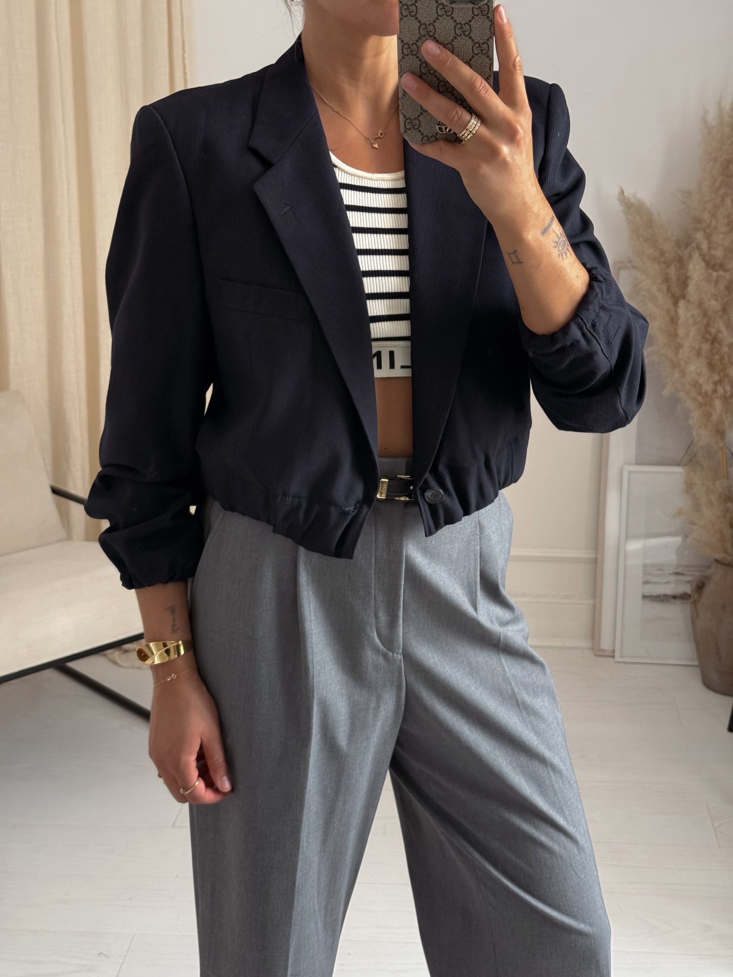 Vintage Yves Saint Laurent Reworked Cropped Blazer Bomber