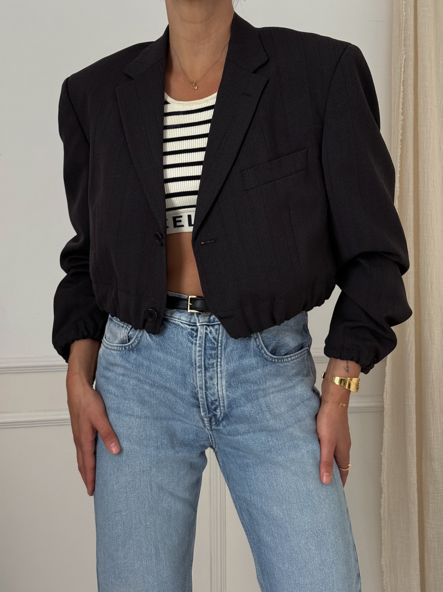 Vintage Hugo Boss Reworked Cropped Blazer Bomber