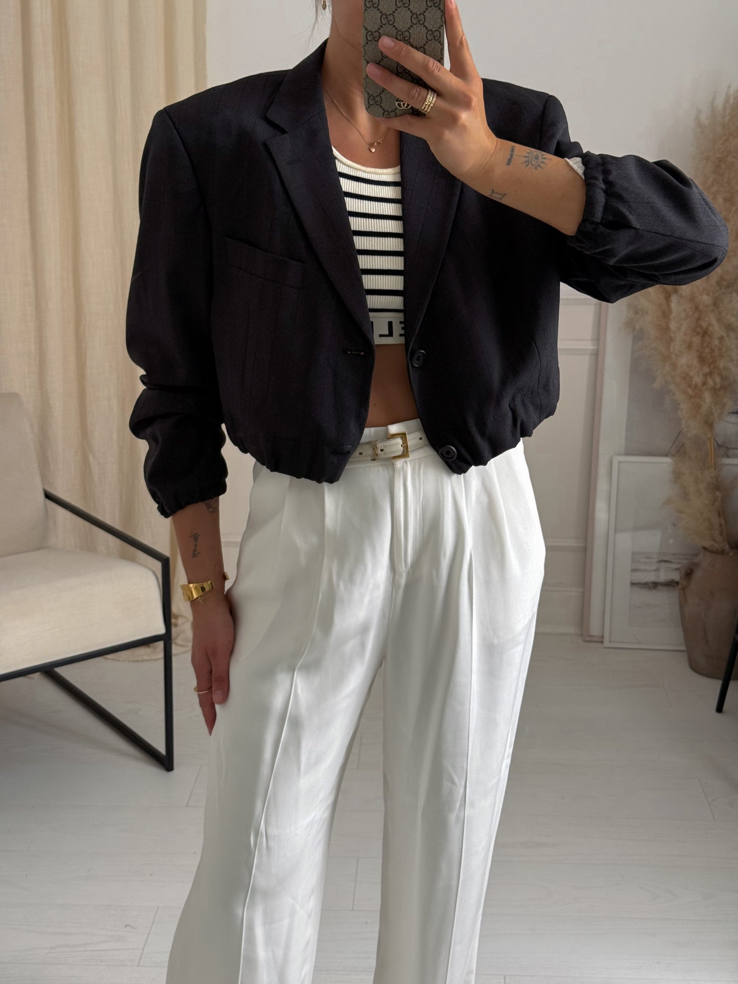 Vintage Hugo Boss Reworked Cropped Blazer Bomber