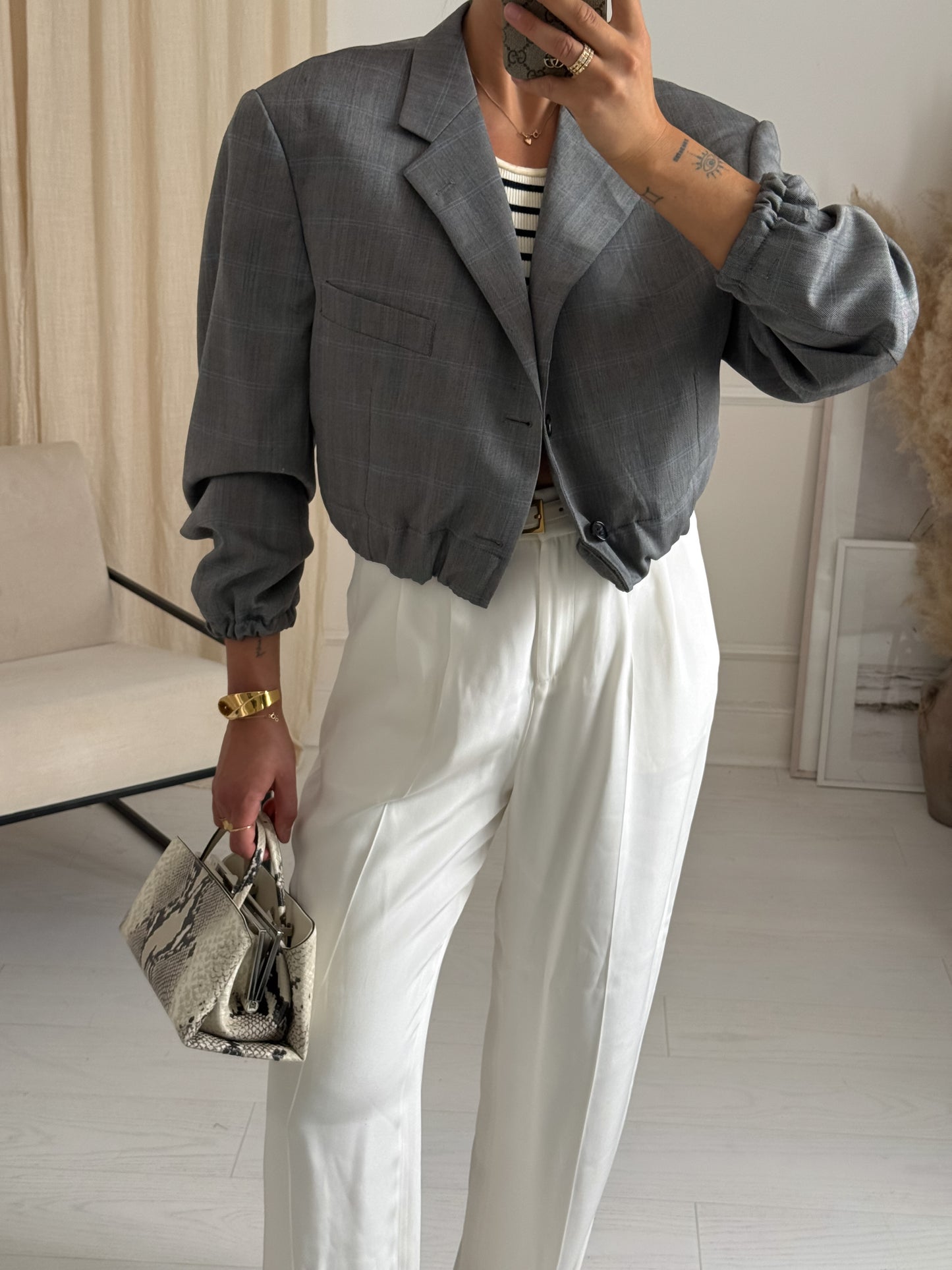 Vintage Balmain Reworked Cropped Blazer Bomber